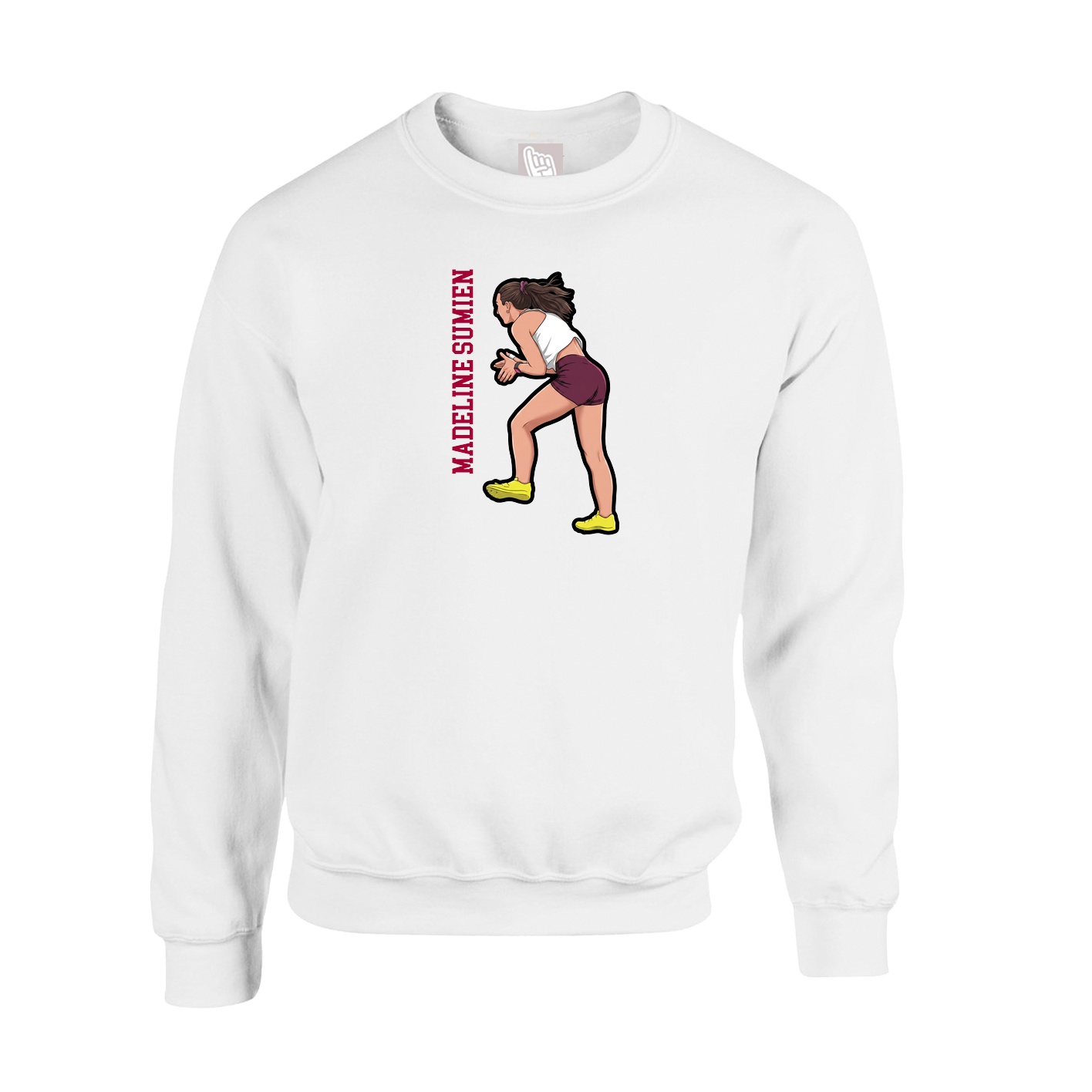 Fleece Crew — Name Vertical in White