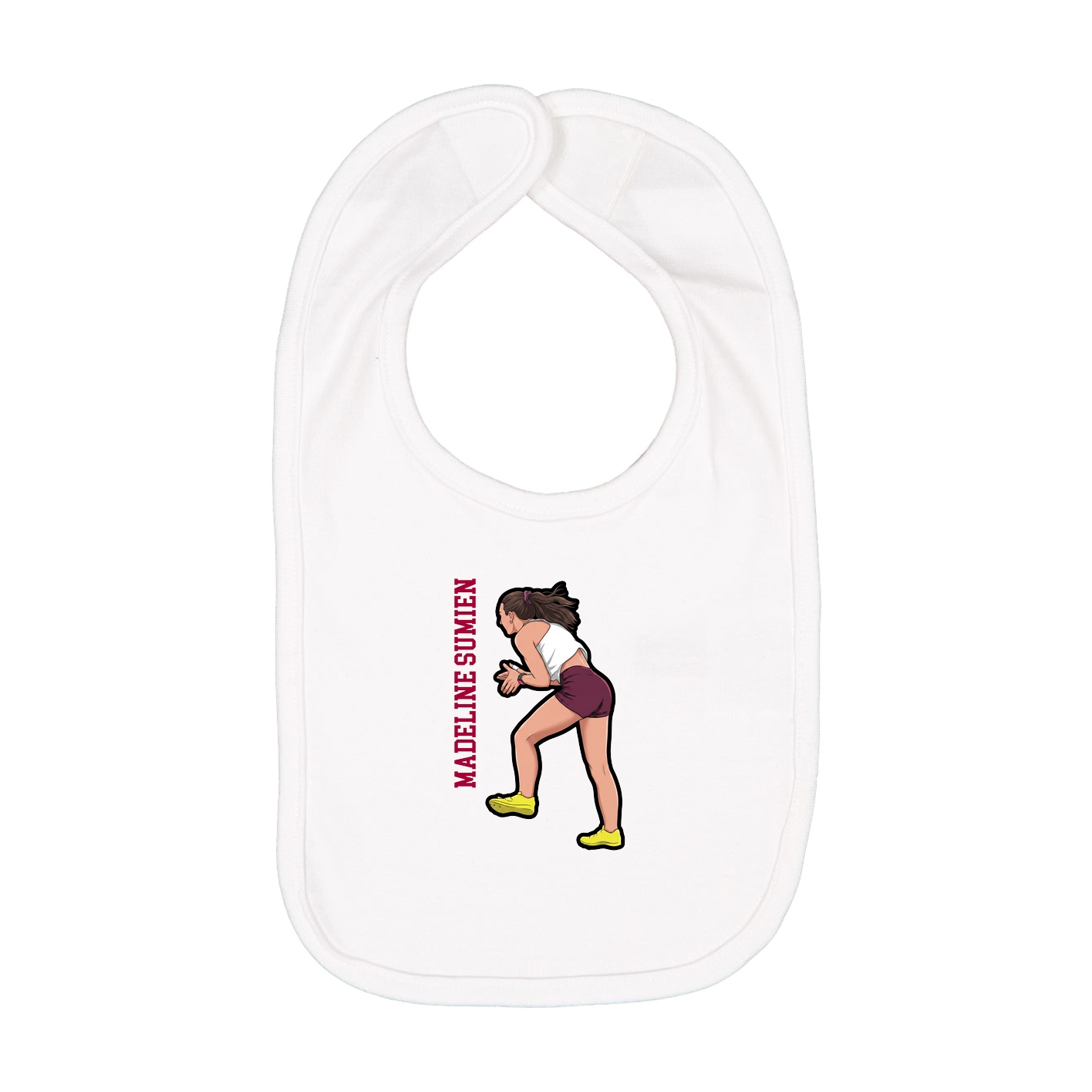 Infant Bib — Name Vertical in White