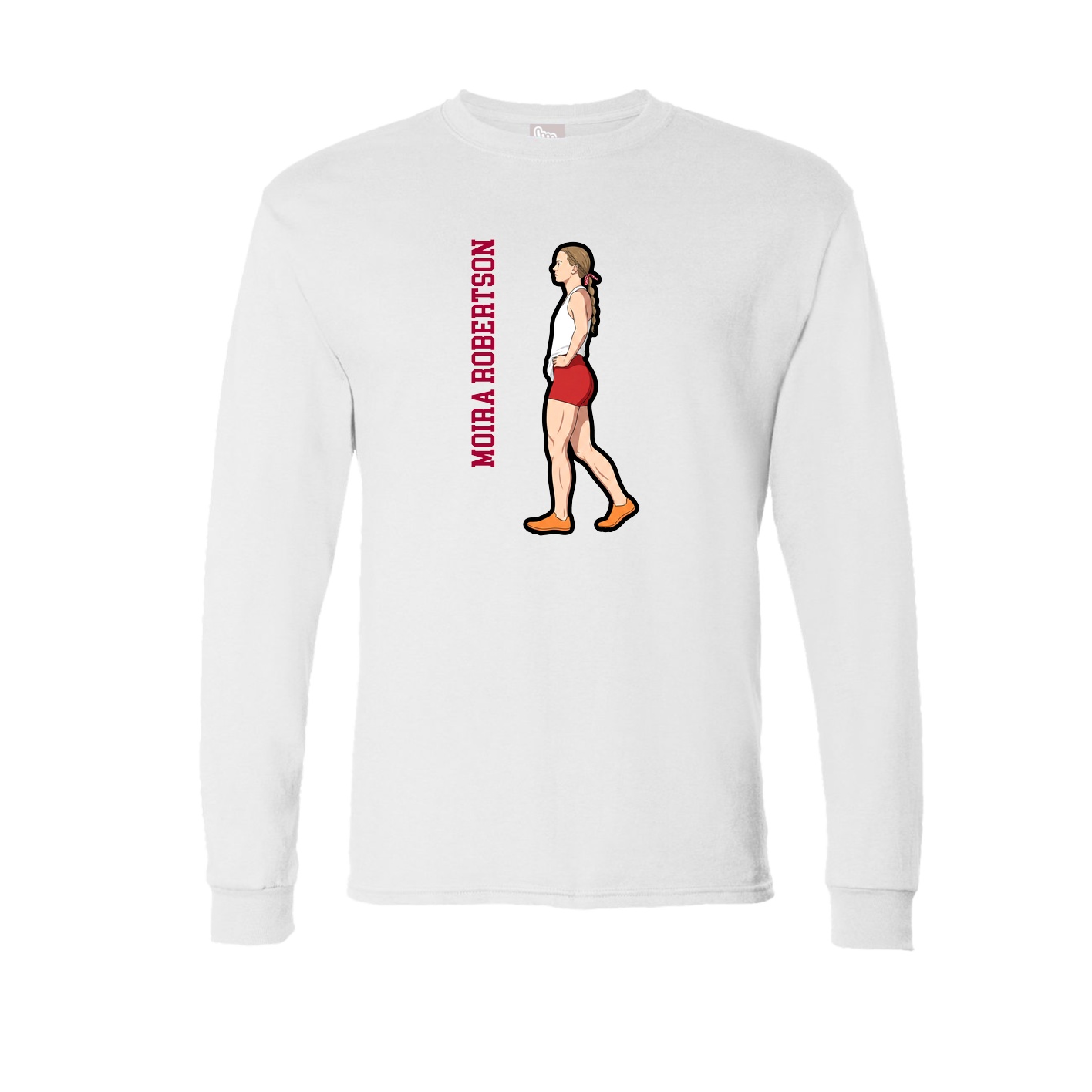 Long Sleeve Tee — Name Vertical in White