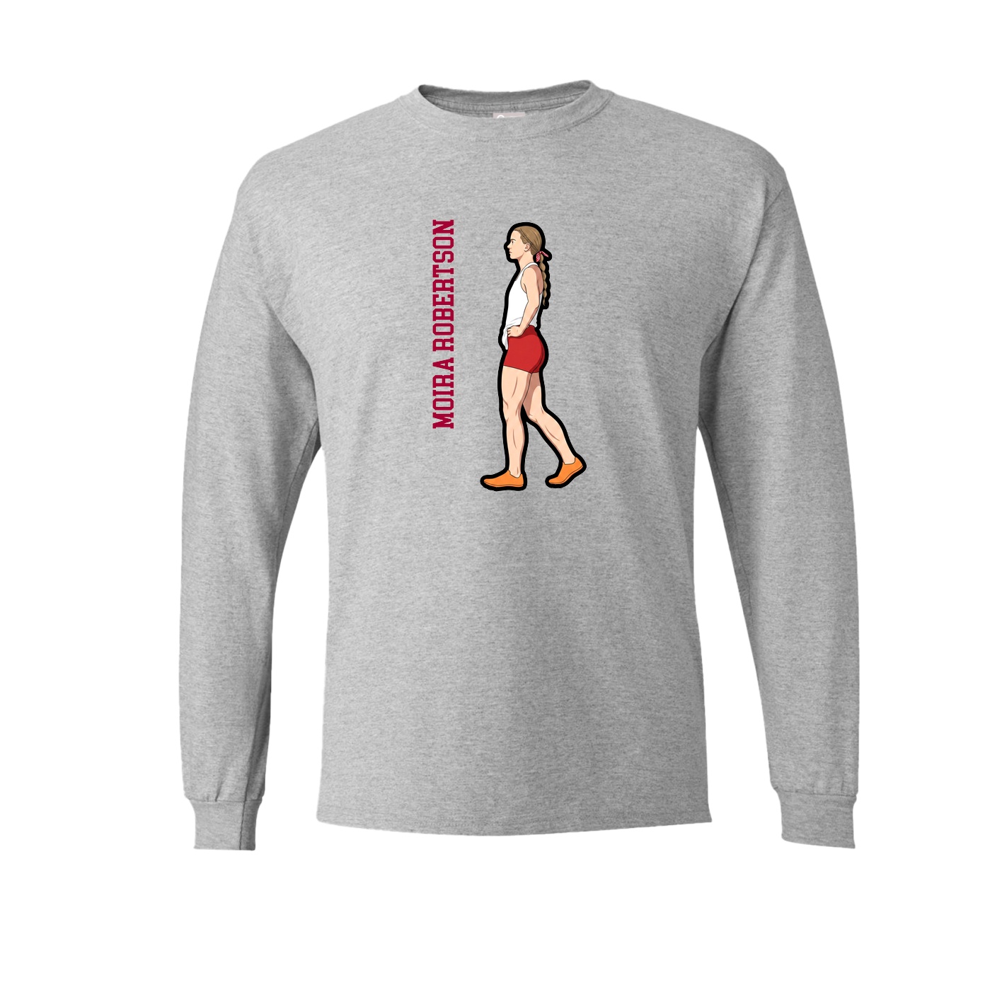 Long Sleeve Tee — Name Vertical in Grey