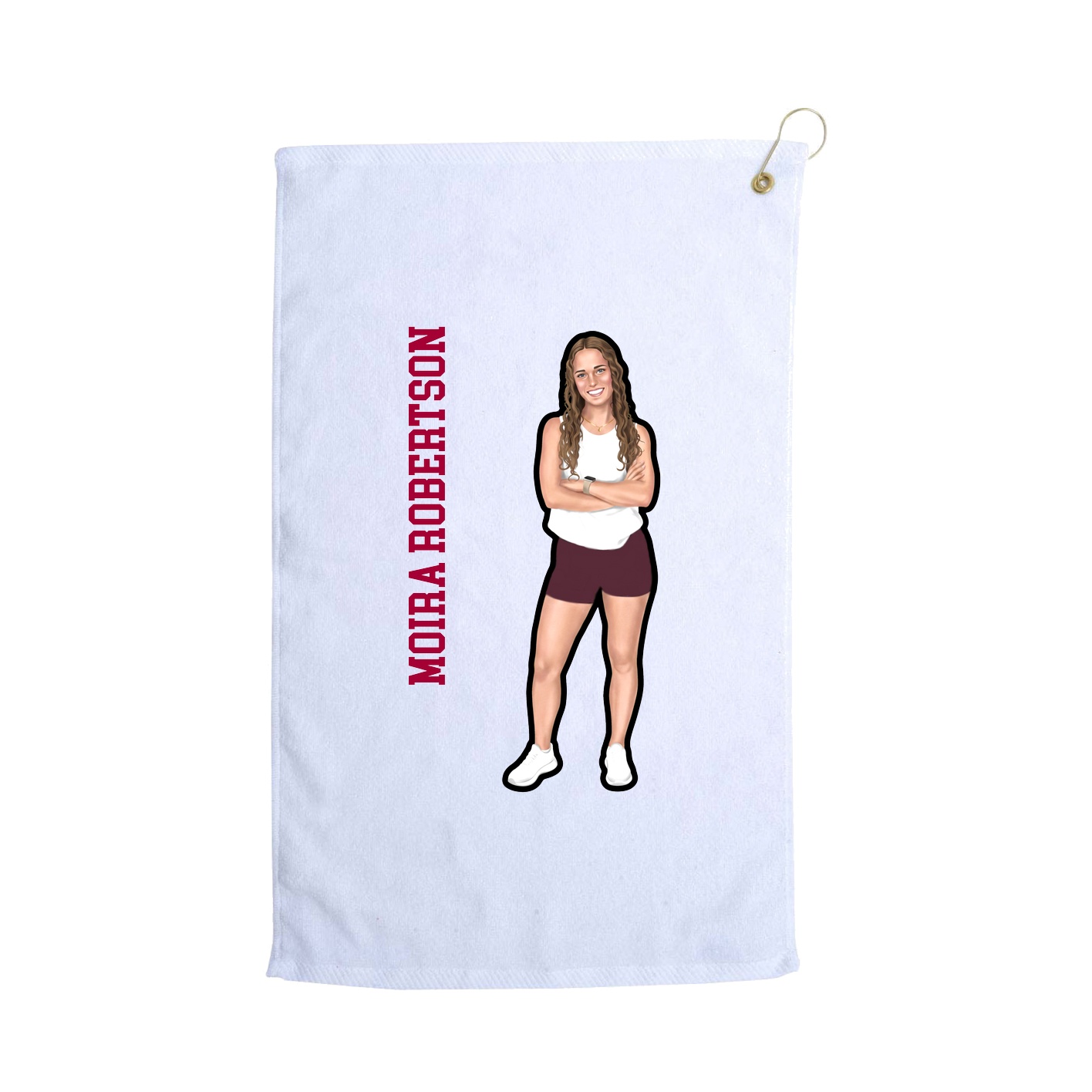 Golf Towel — Name Vertical in White