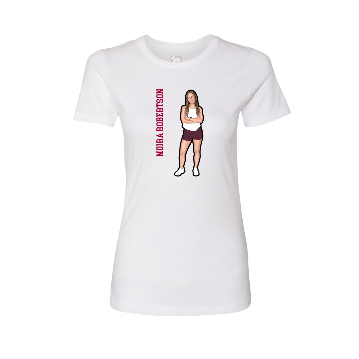 Fitted Women's Tee — Name Vertical in White