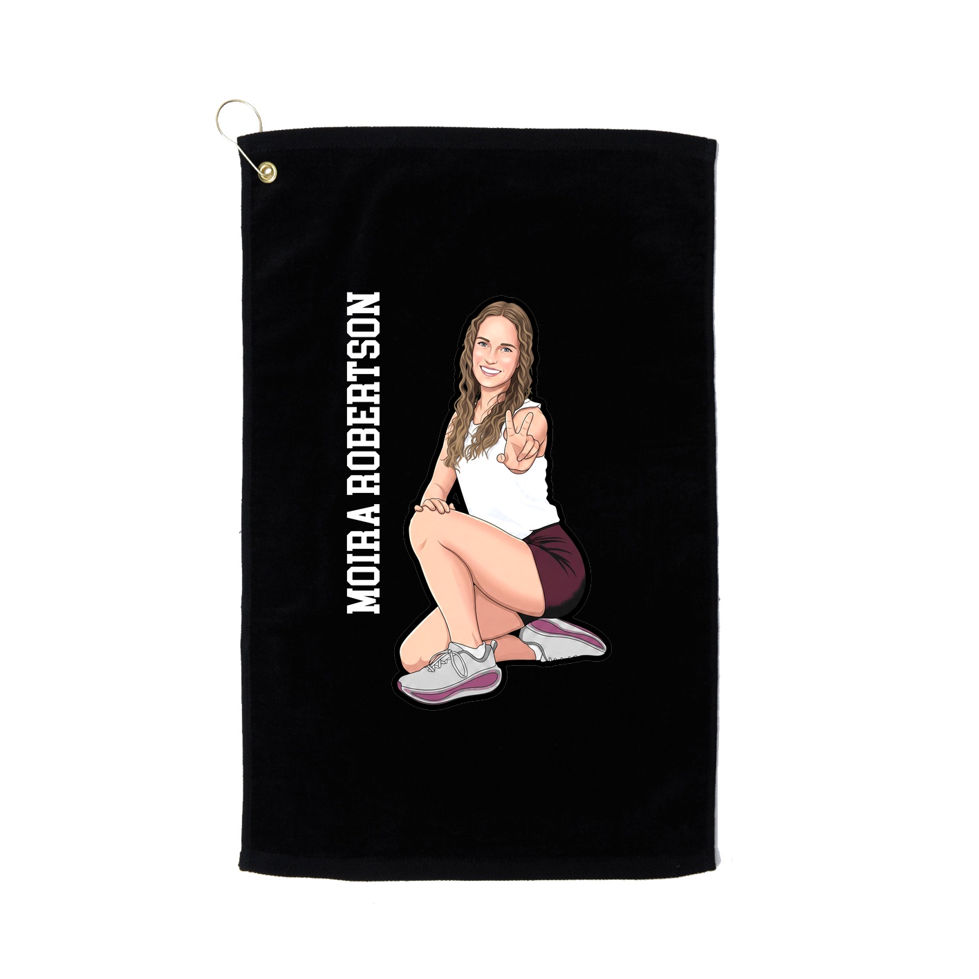 Golf Towel — Name Vertical in Black