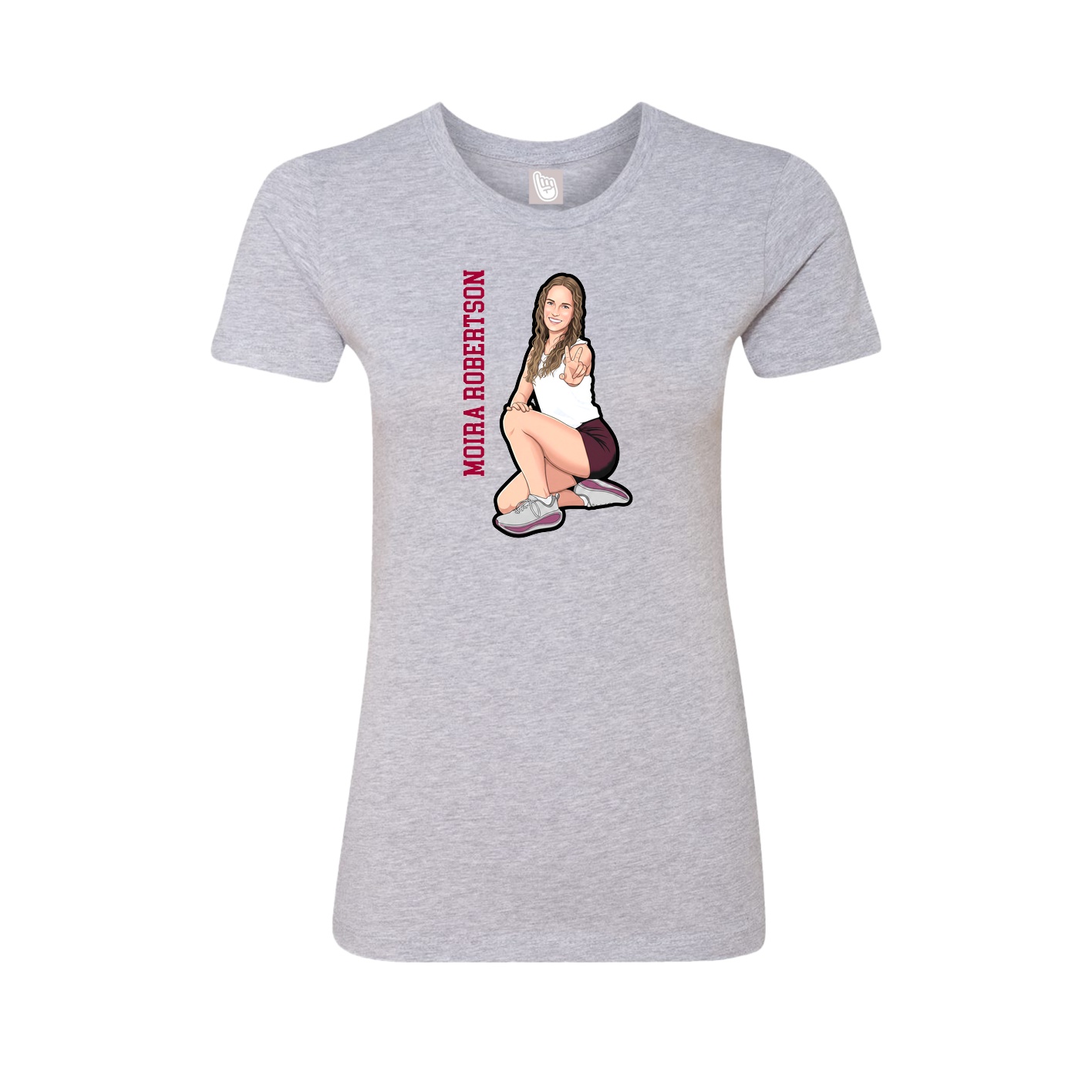 Womens Tee — Name Vertical in Grey