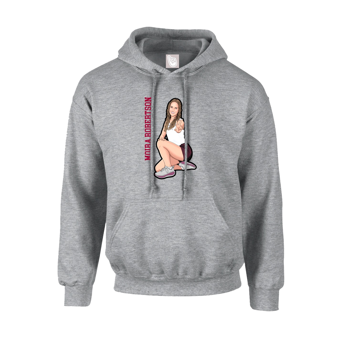 Hoodie — Name Vertical in Grey
