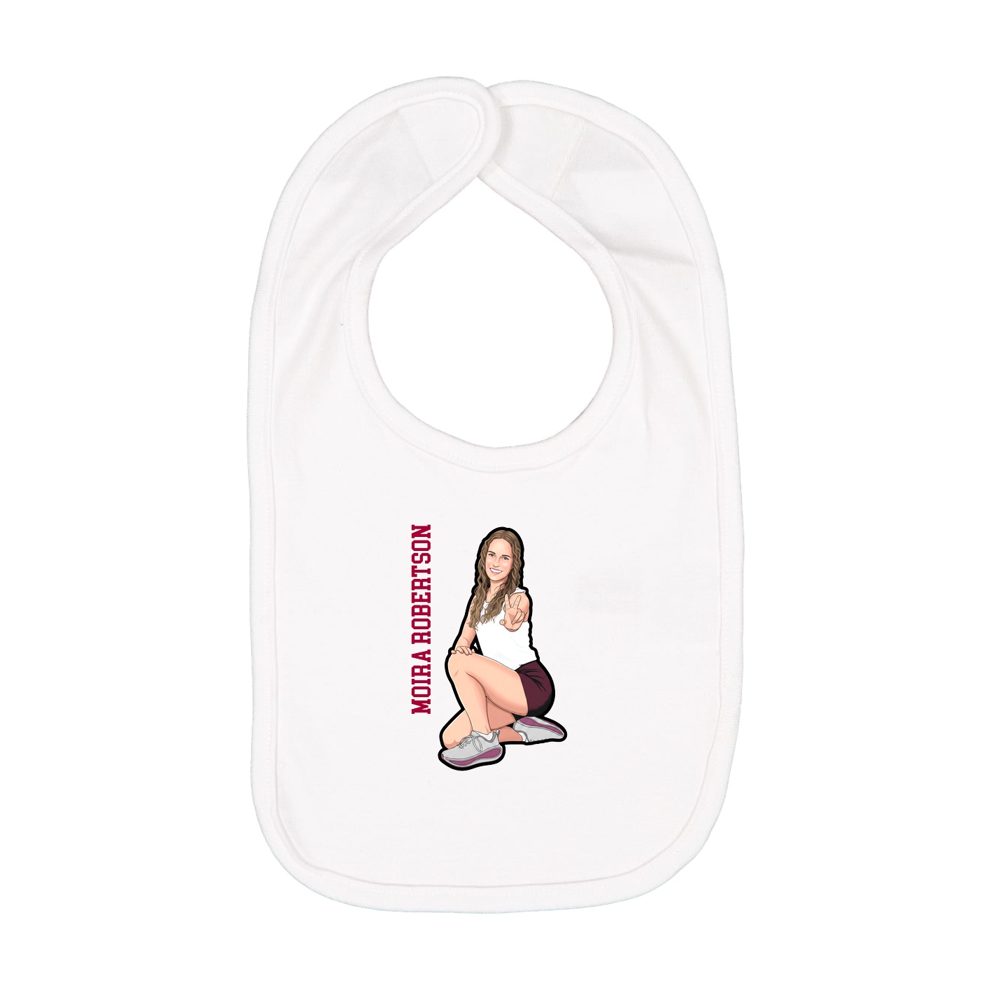 Infant Bib — Name Vertical in White