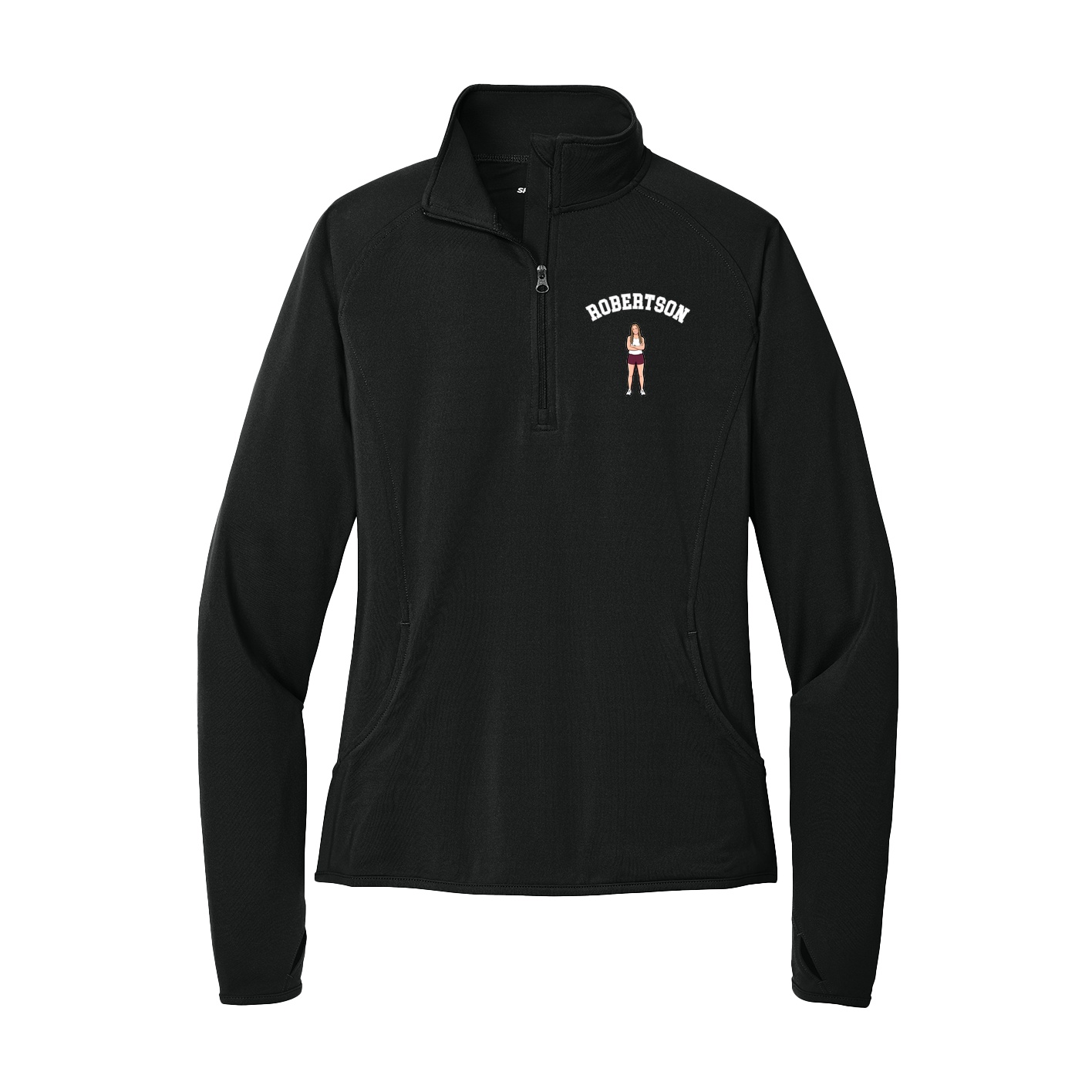 Women's Q-Zip Pullover — Shirsey Arch in Black