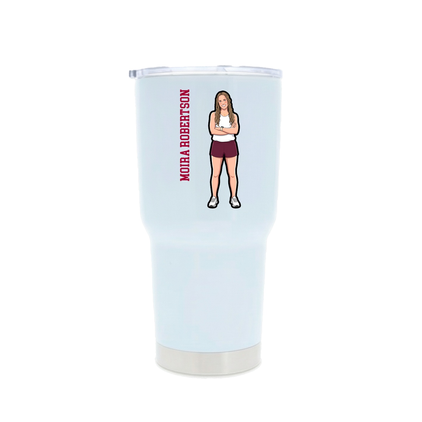 30oz Stainless Steel Tumbler — Name Vertical in White