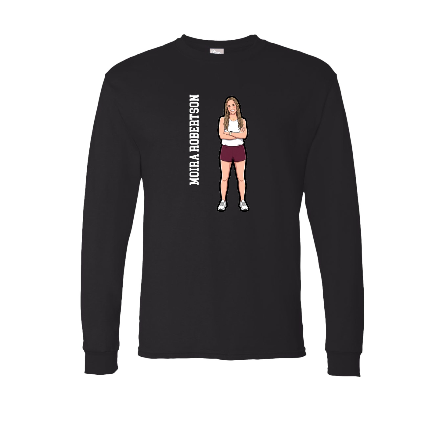 Long Sleeve Tee — Name Vertical in Black