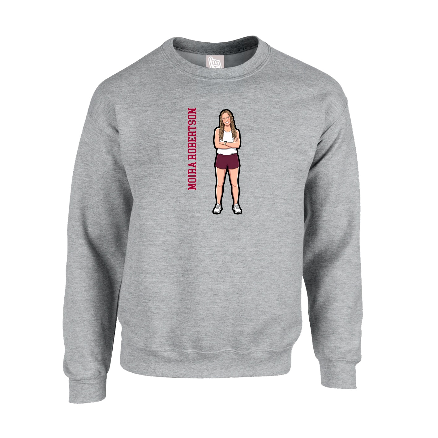 Fleece Crew — Name Vertical in Grey