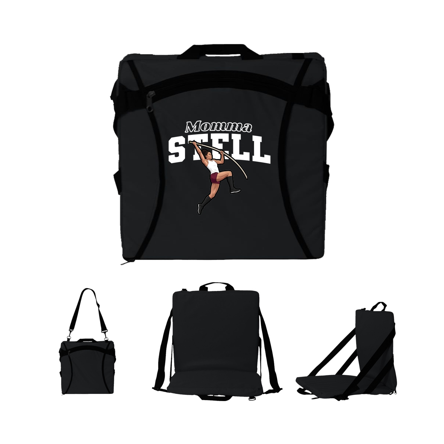 Folding Stadium Seat — Mothers Day Block in Black