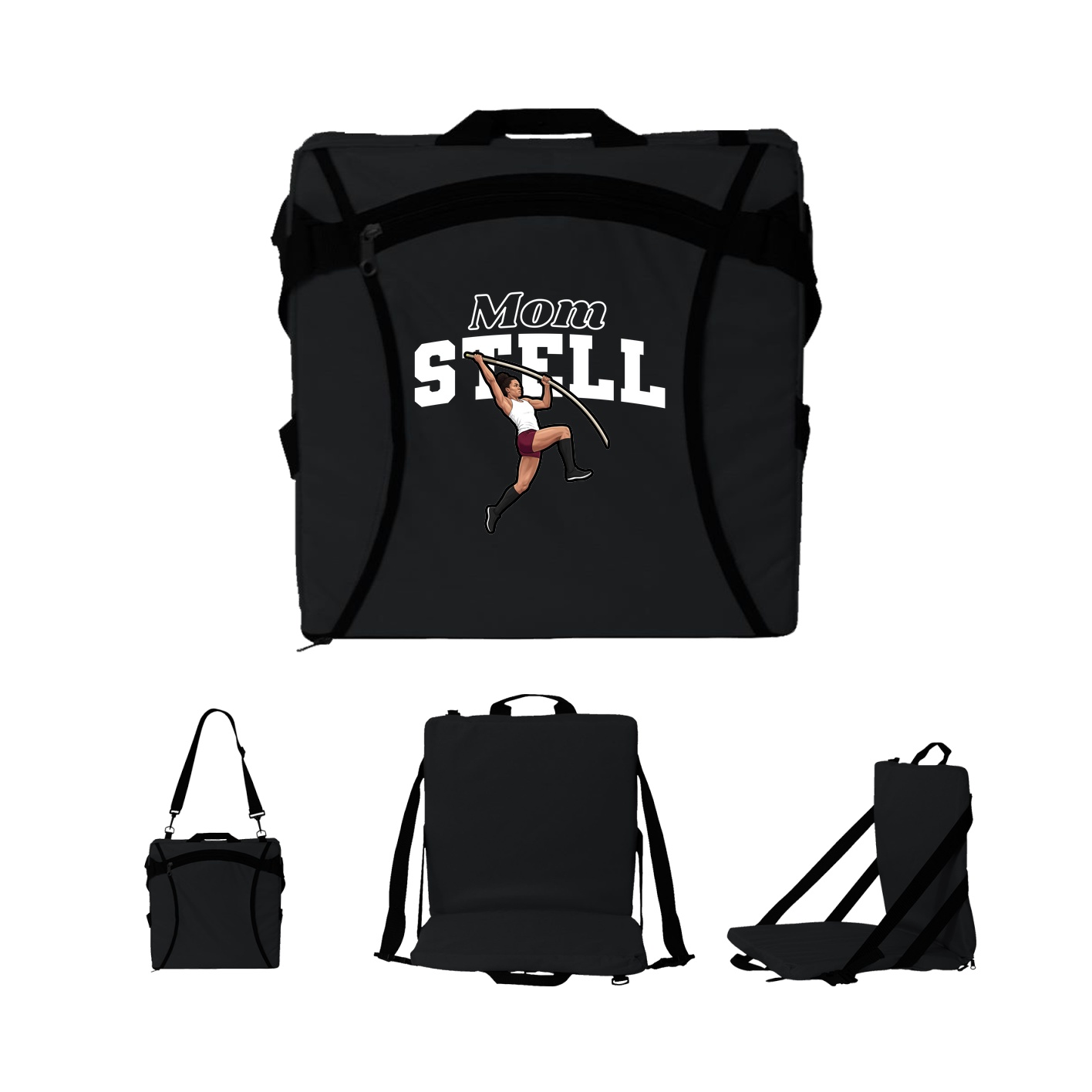 Folding Stadium Seat — Mothers Day Block in Black