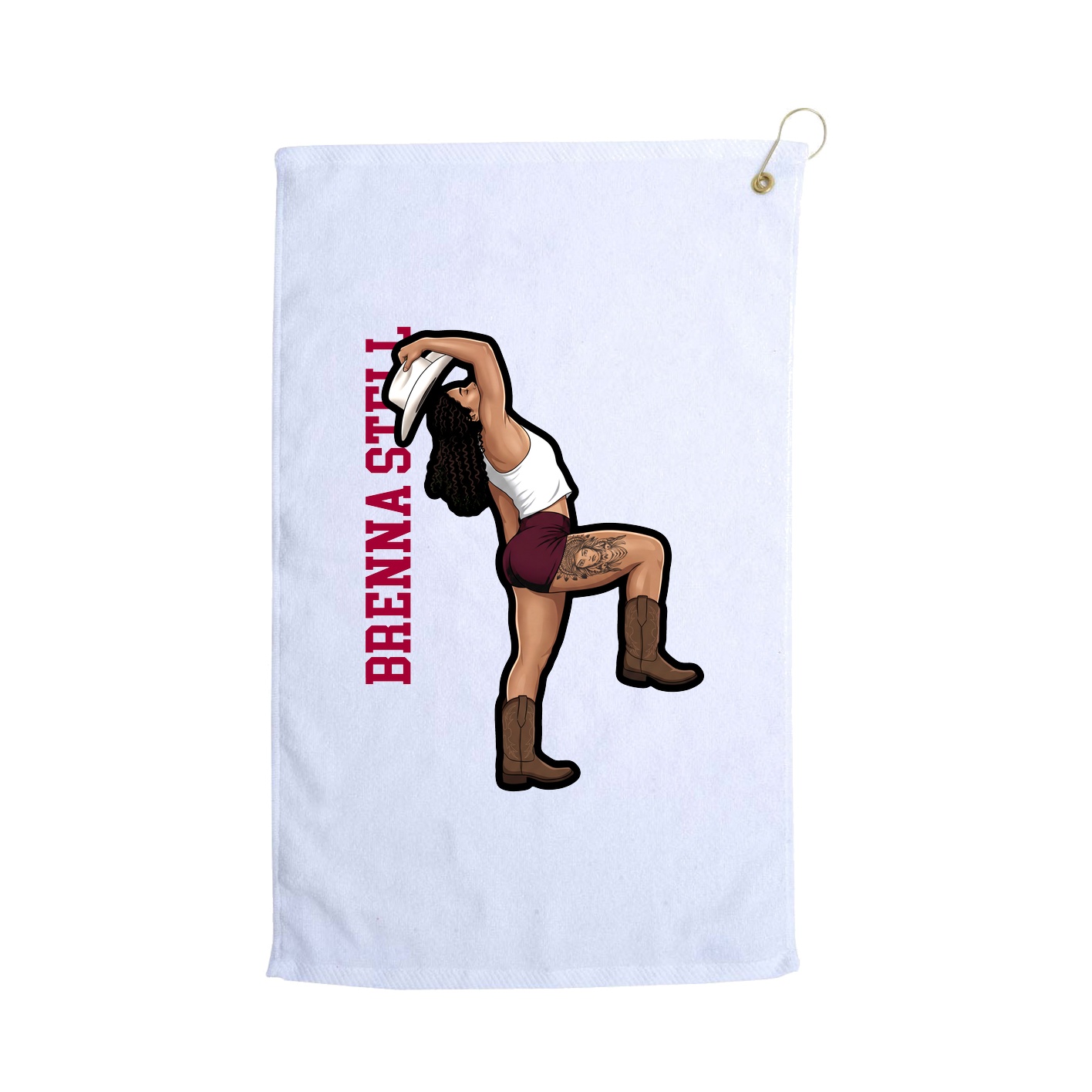 Golf Towel — Name Vertical in White