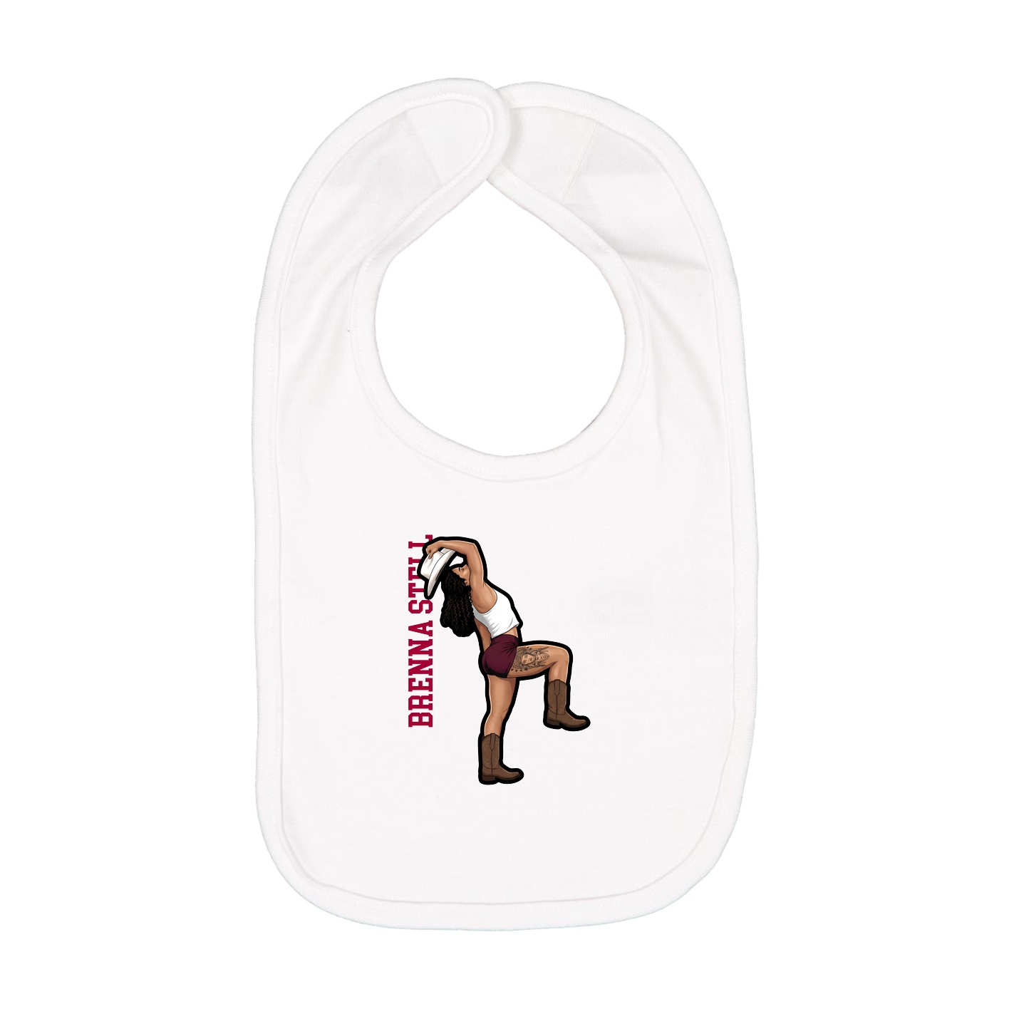 Infant Bib — Name Vertical in White