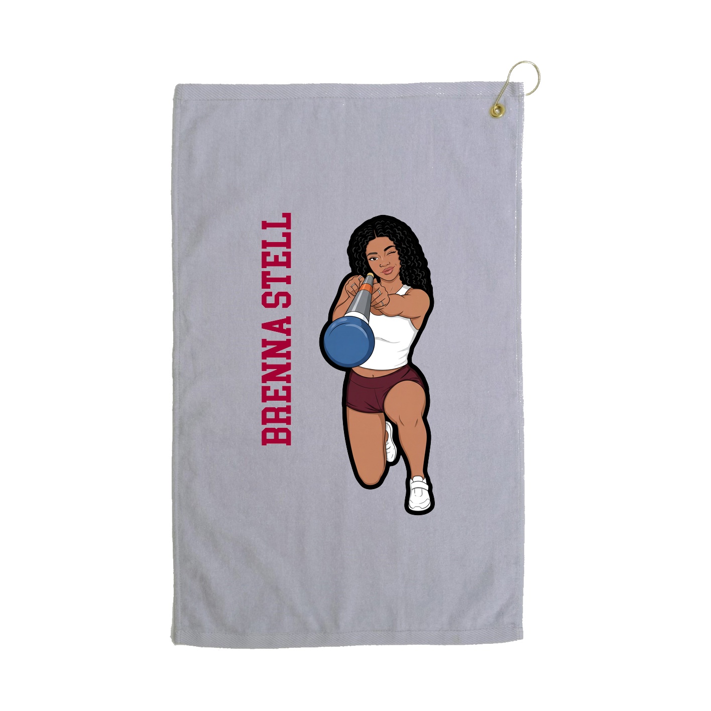 Golf Towel — Name Vertical in Grey