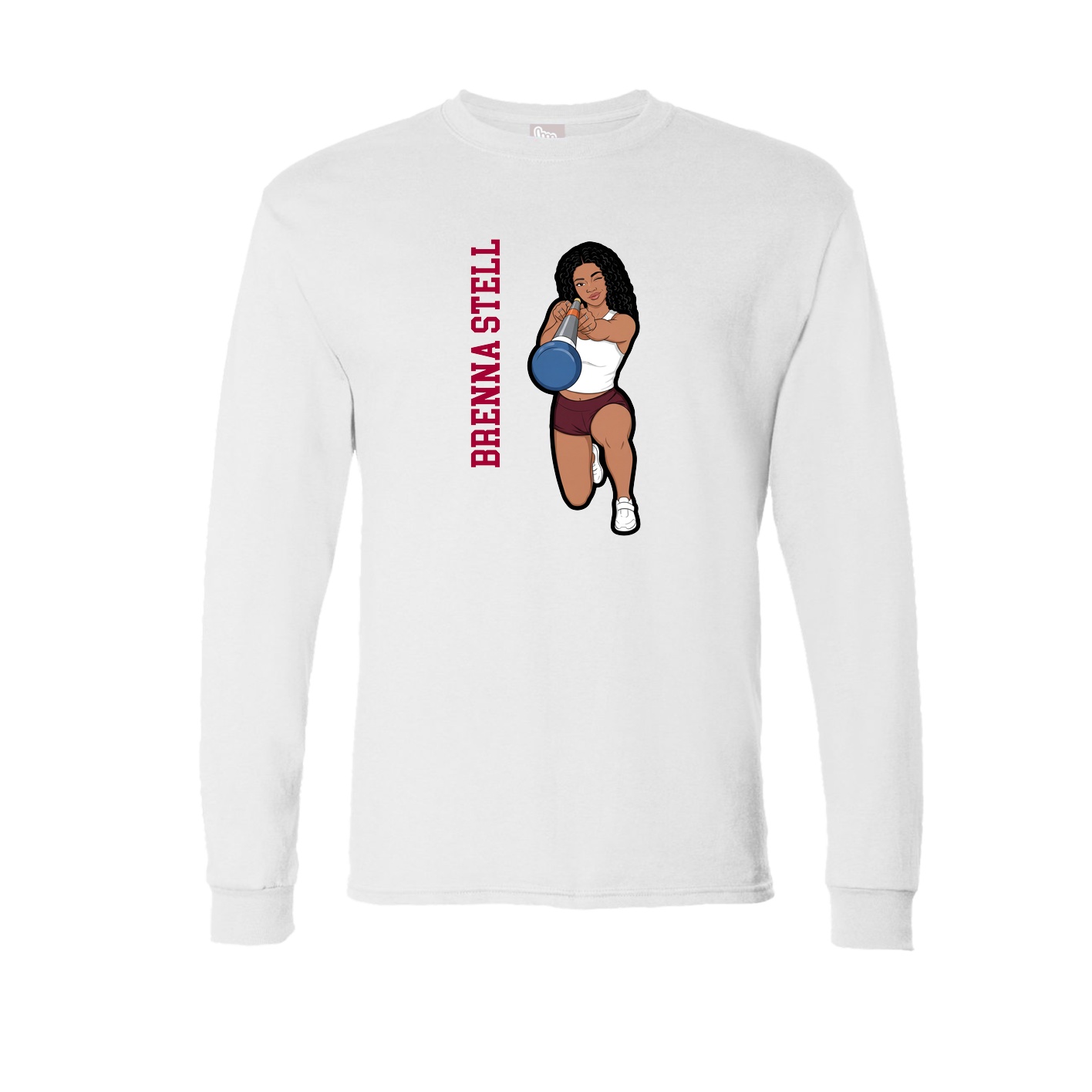 Long Sleeve Tee — Name Vertical in White