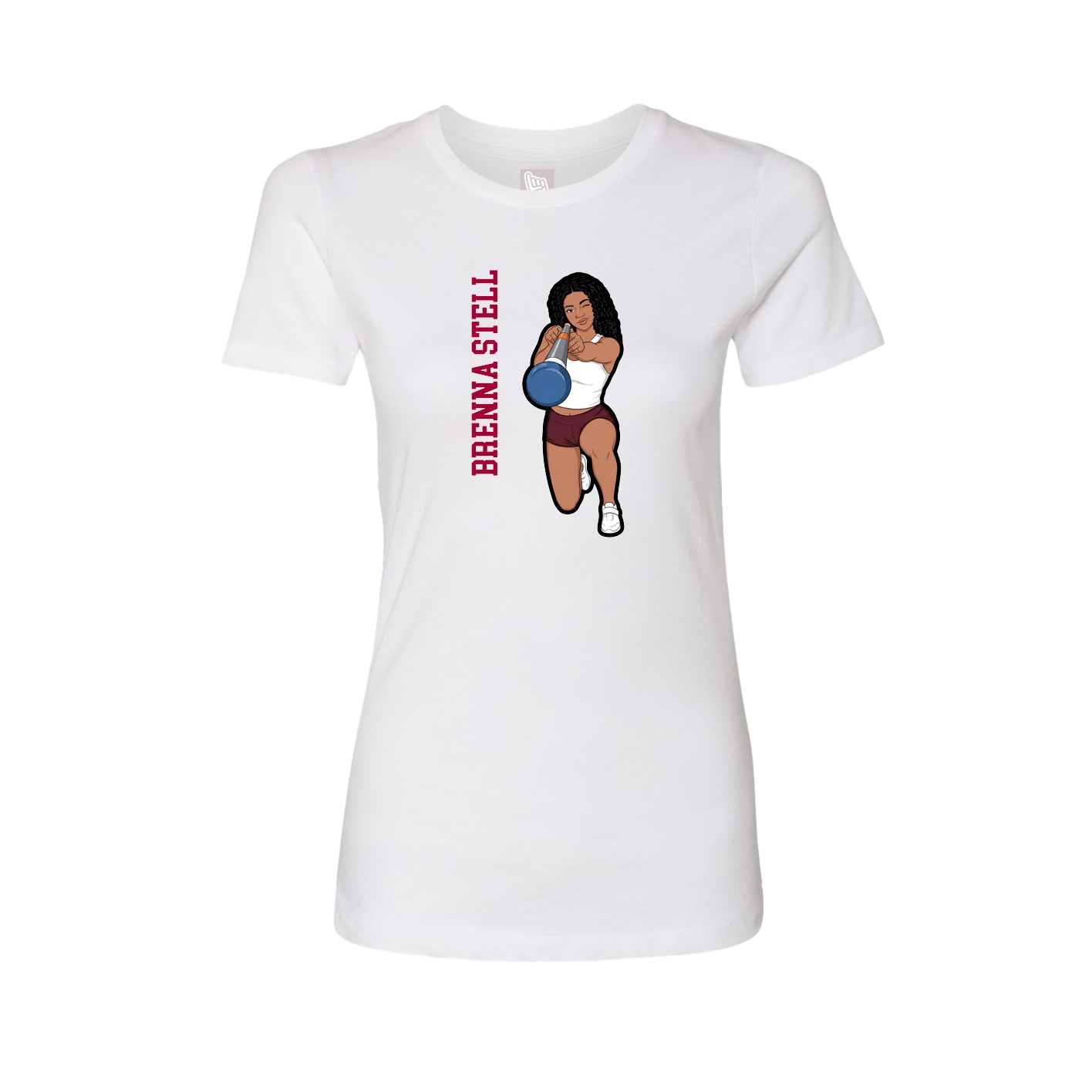 Fitted Women's Tee — Name Vertical in White