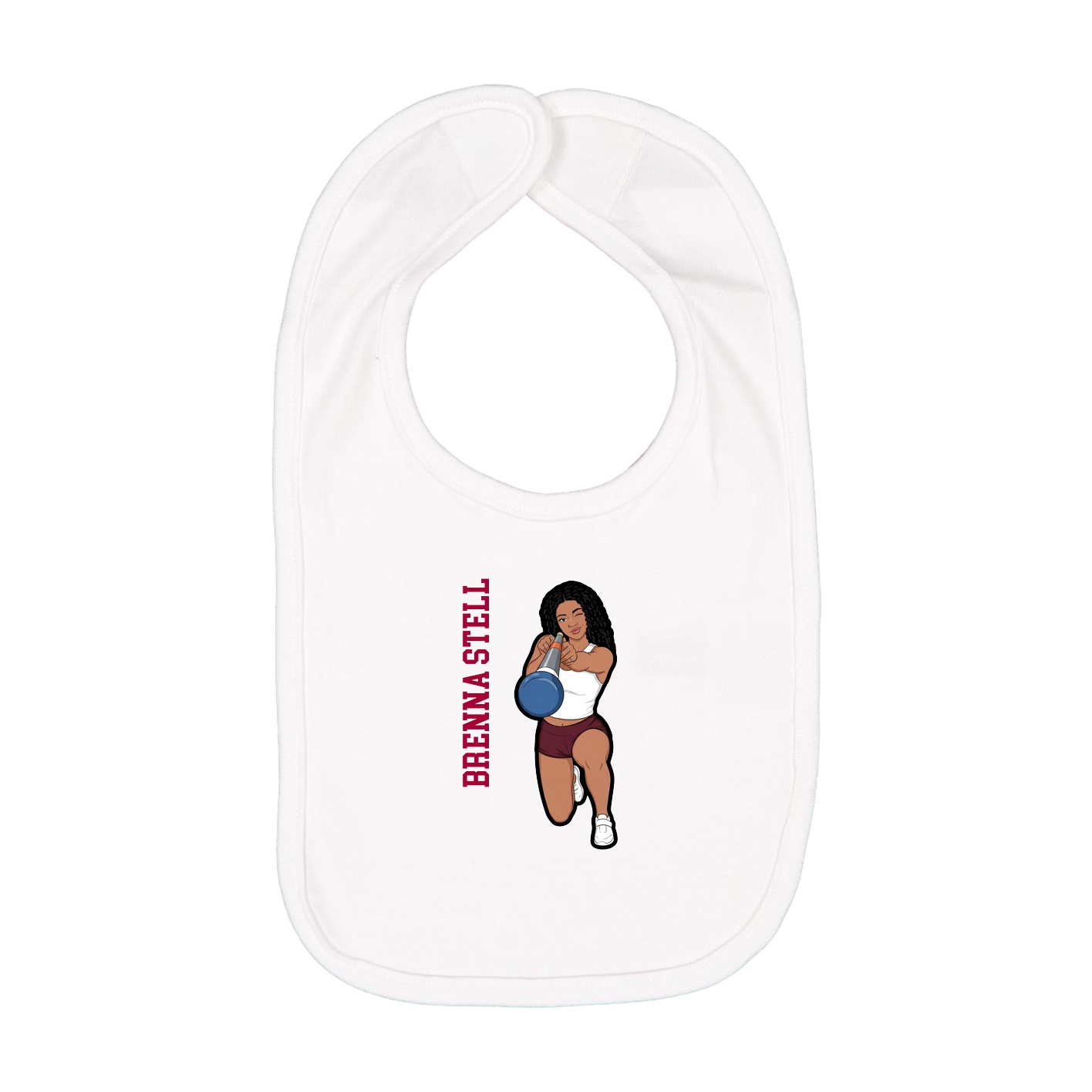 Infant Bib — Name Vertical in White