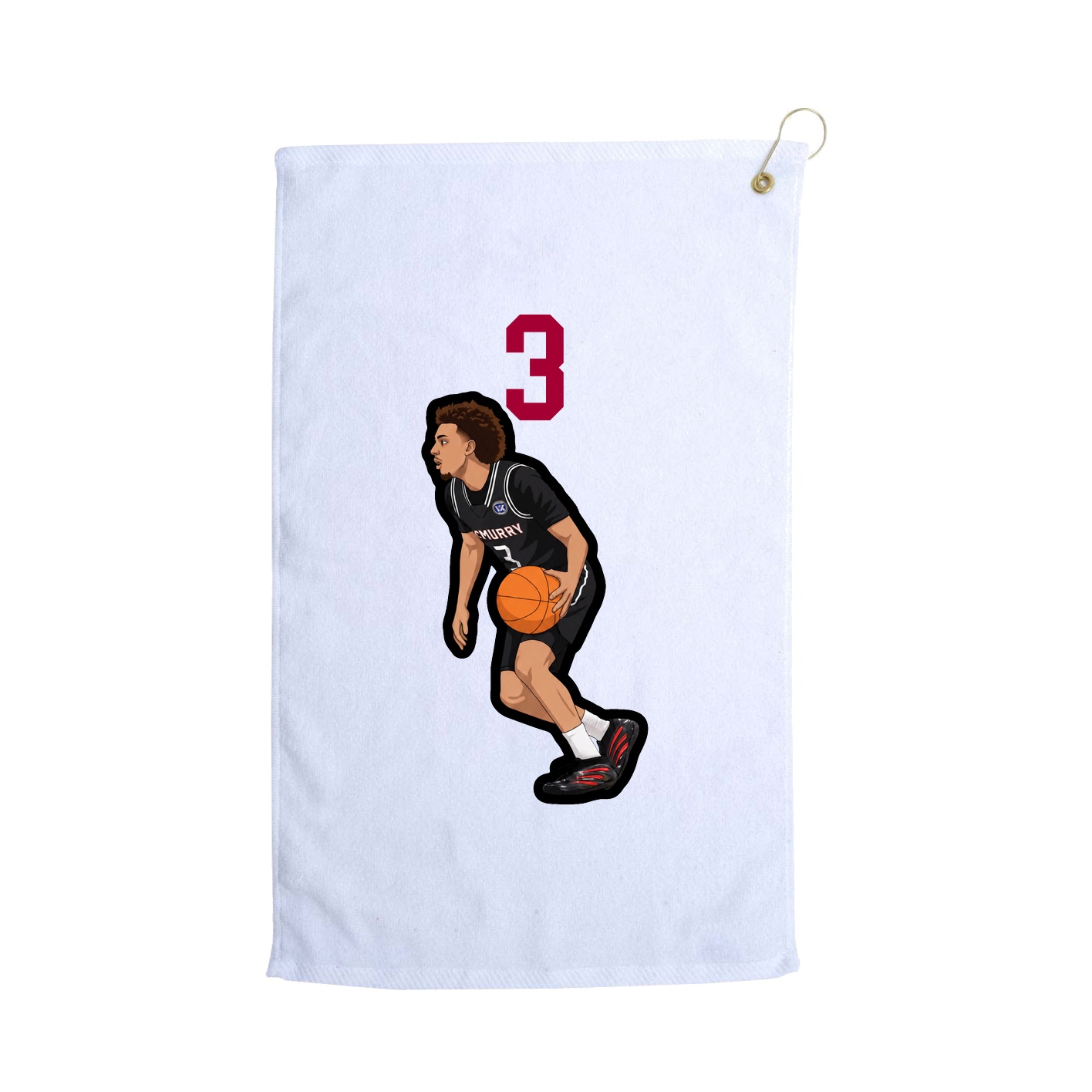 Golf Towel — Number Top in White