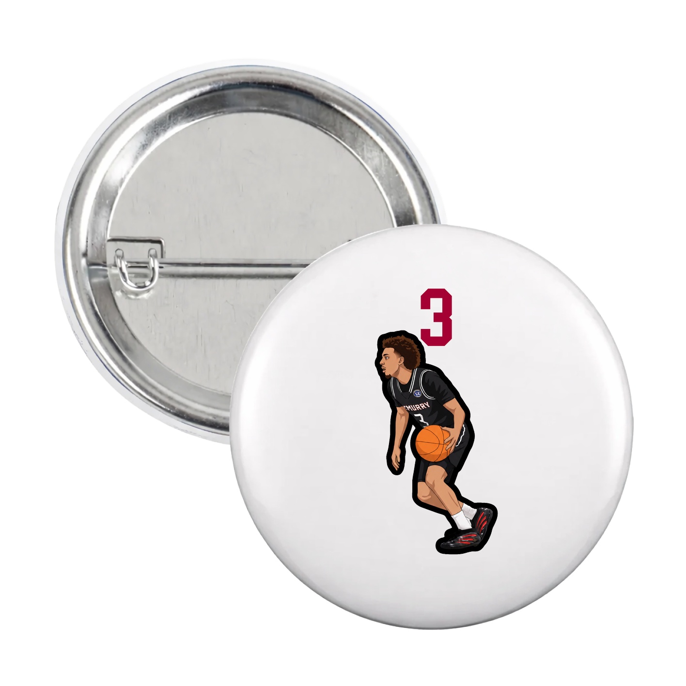 Game Day Button — Number Top in White
