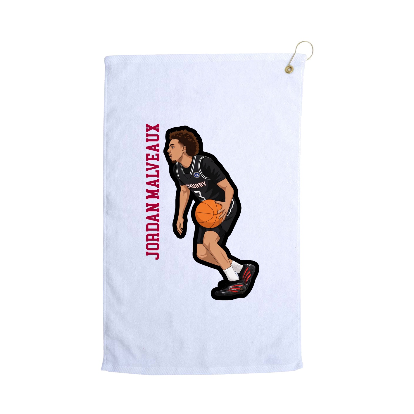 Golf Towel — Name Vertical in White