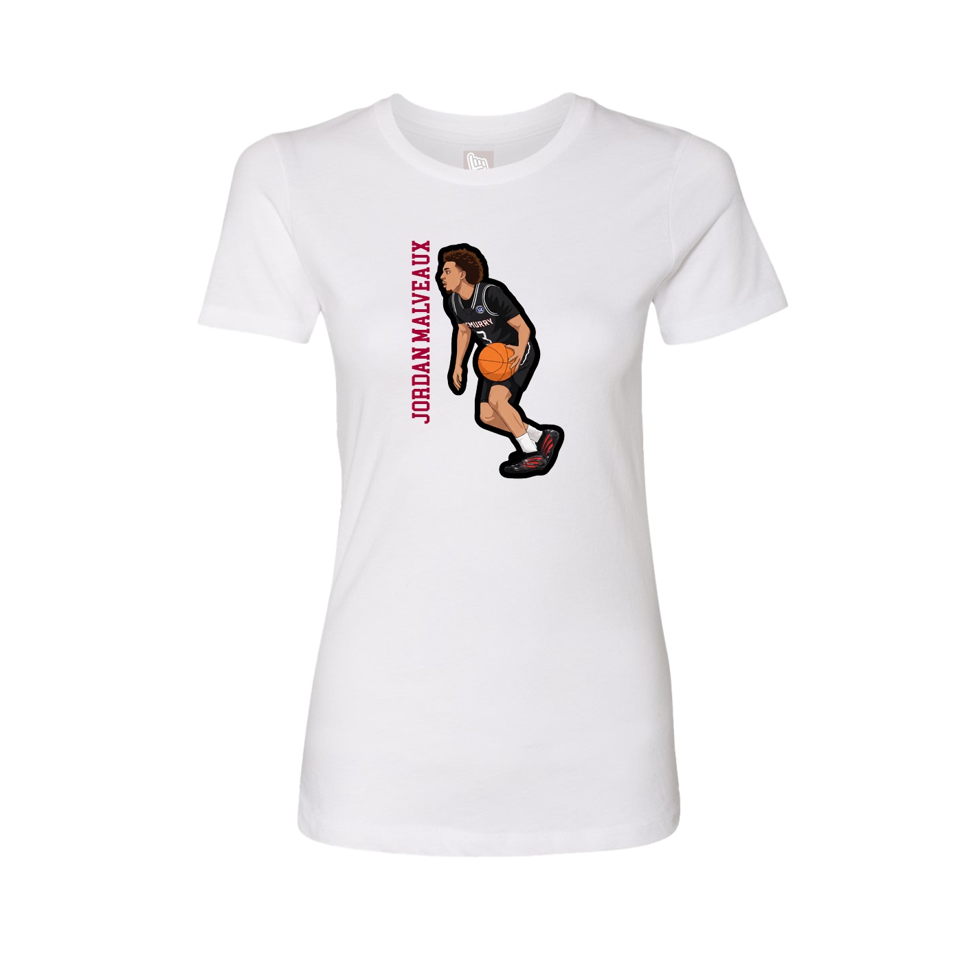 Fitted Women's Tee — Name Vertical in White