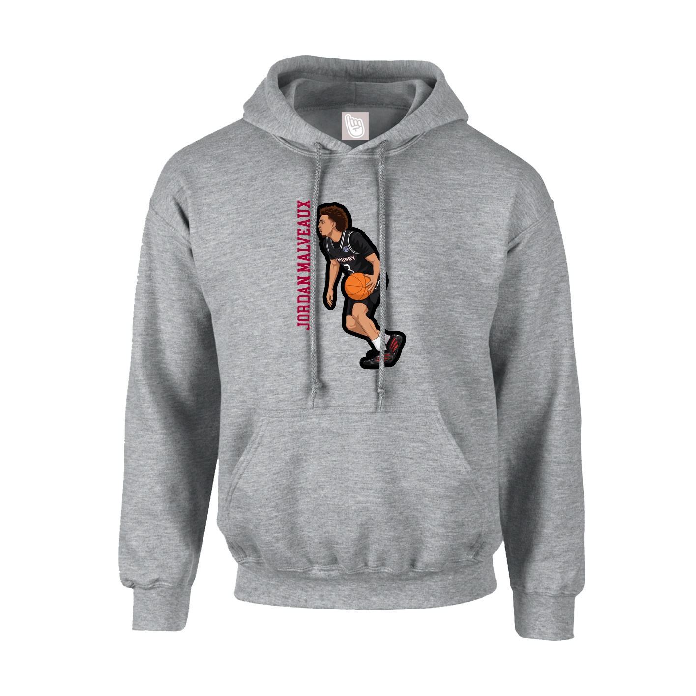 Hoodie — Name Vertical in Grey