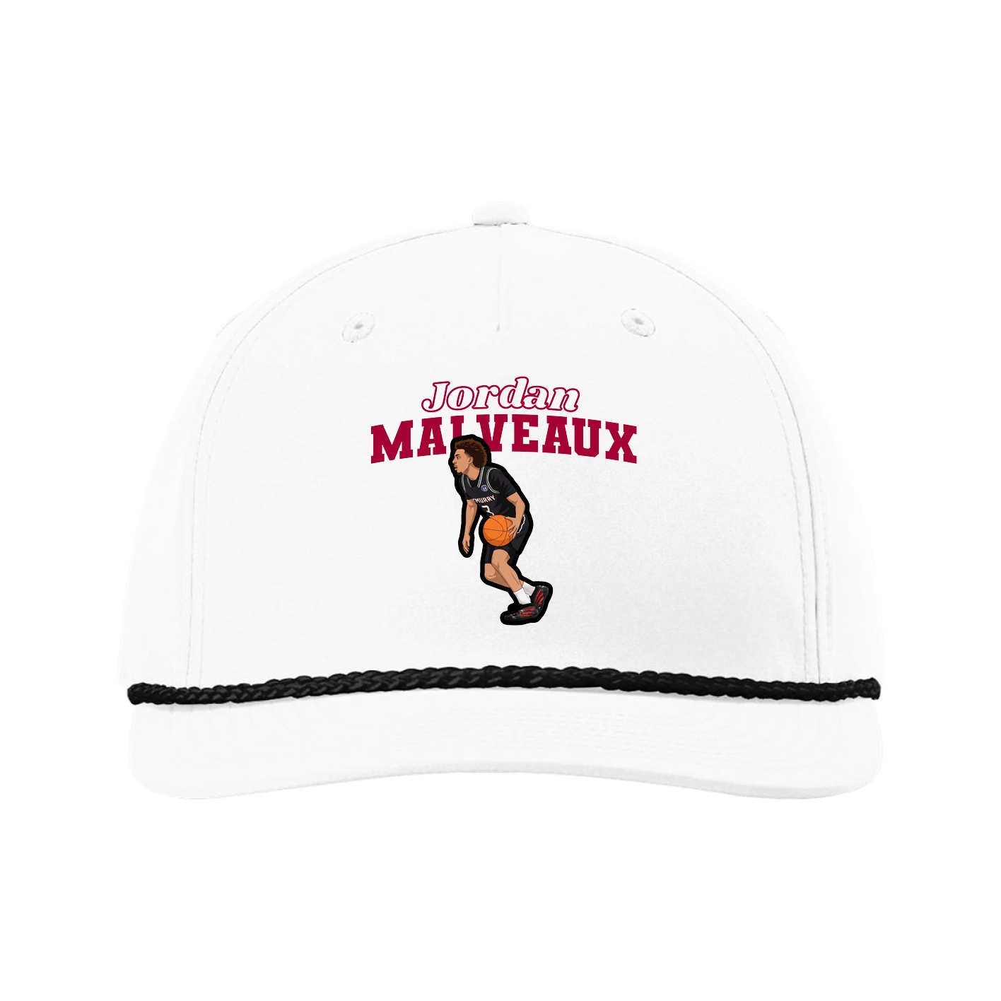 Five-Panel Classic Rope Cap — Name Arch in White