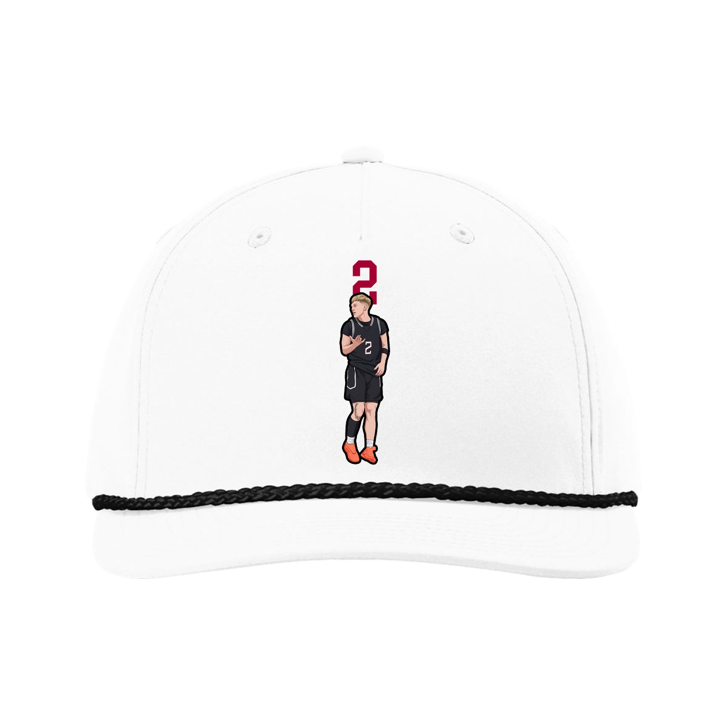 Five-Panel Classic Rope Cap — Number Top in White
