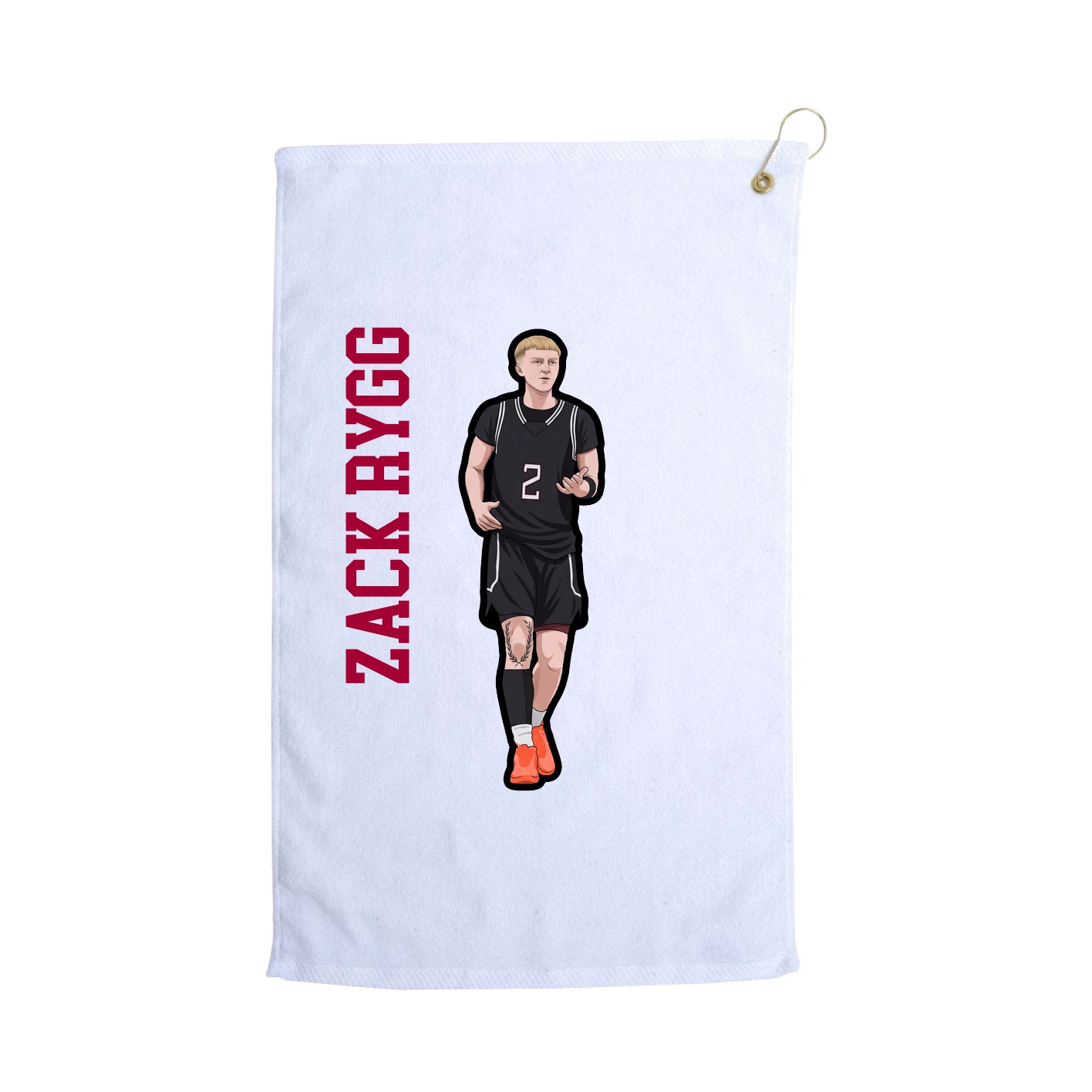 Golf Towel — Name Vertical in White