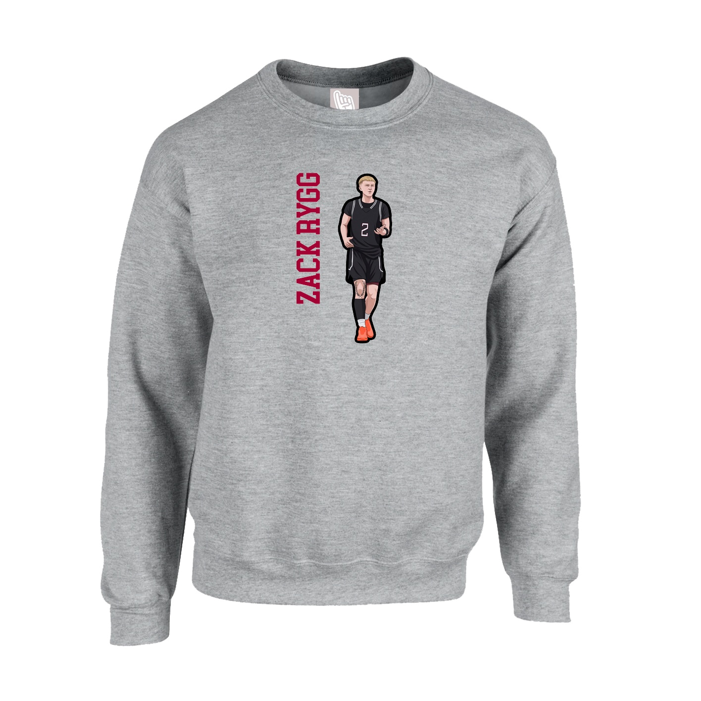 Fleece Crew — Name Vertical in Grey