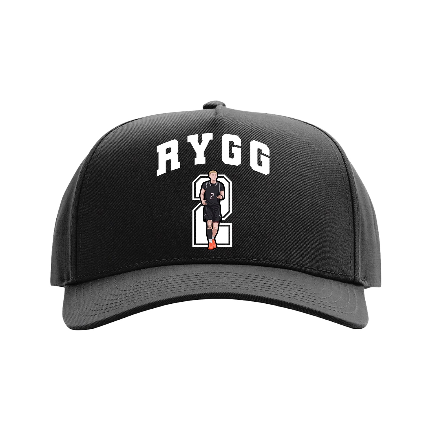 Full Fabric Five-Panel Champ Cap — Number in Black