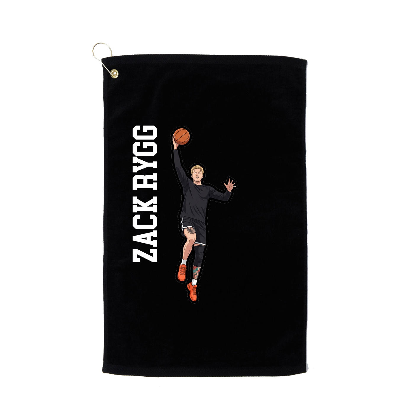 Golf Towel — Name Vertical in Black