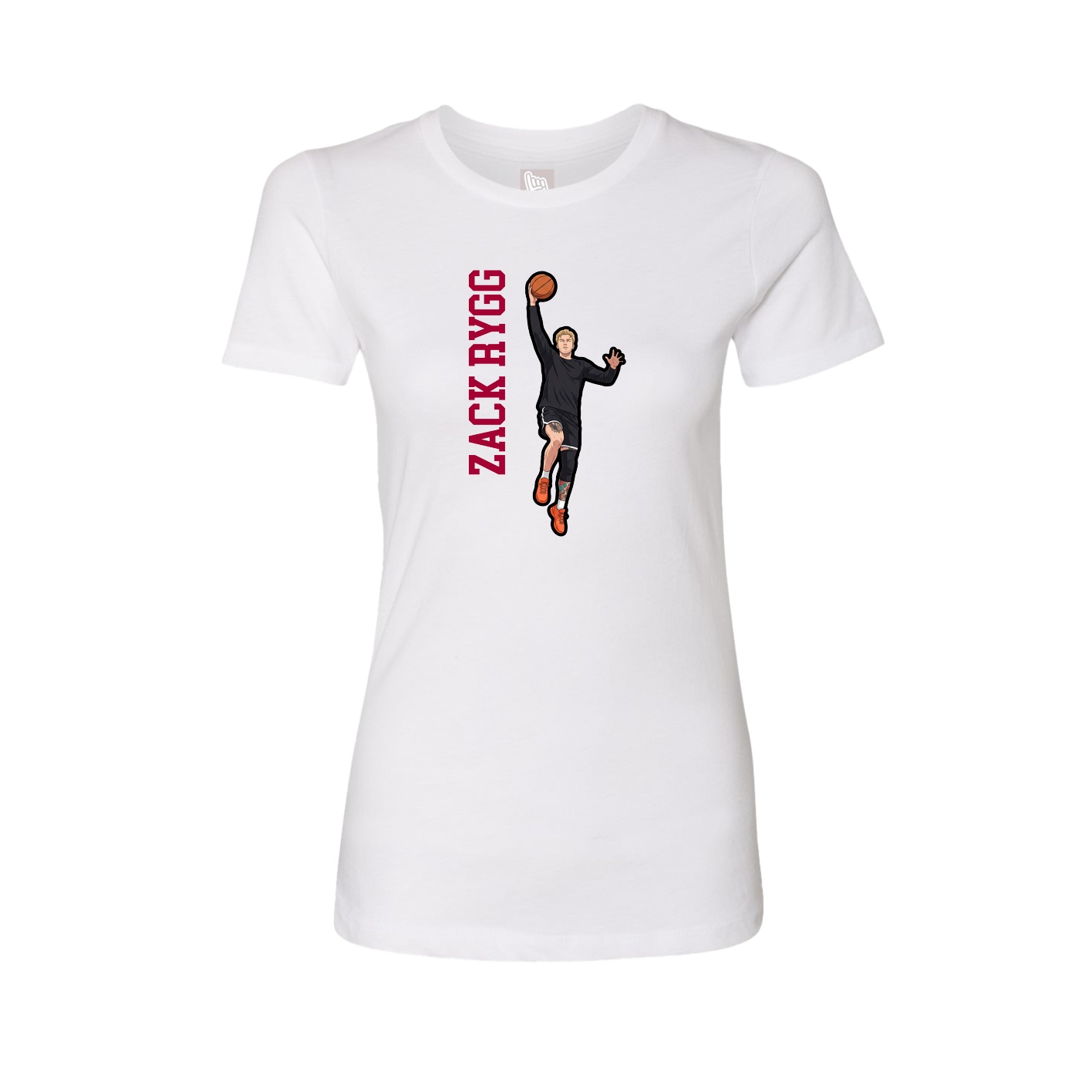 Fitted Women's Tee — Name Vertical in White