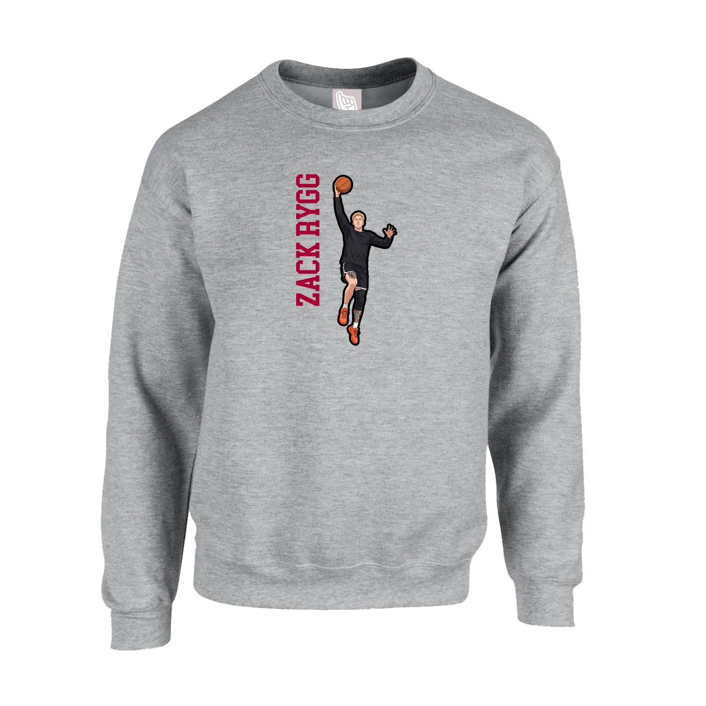 Fleece Crew — Name Vertical in Grey
