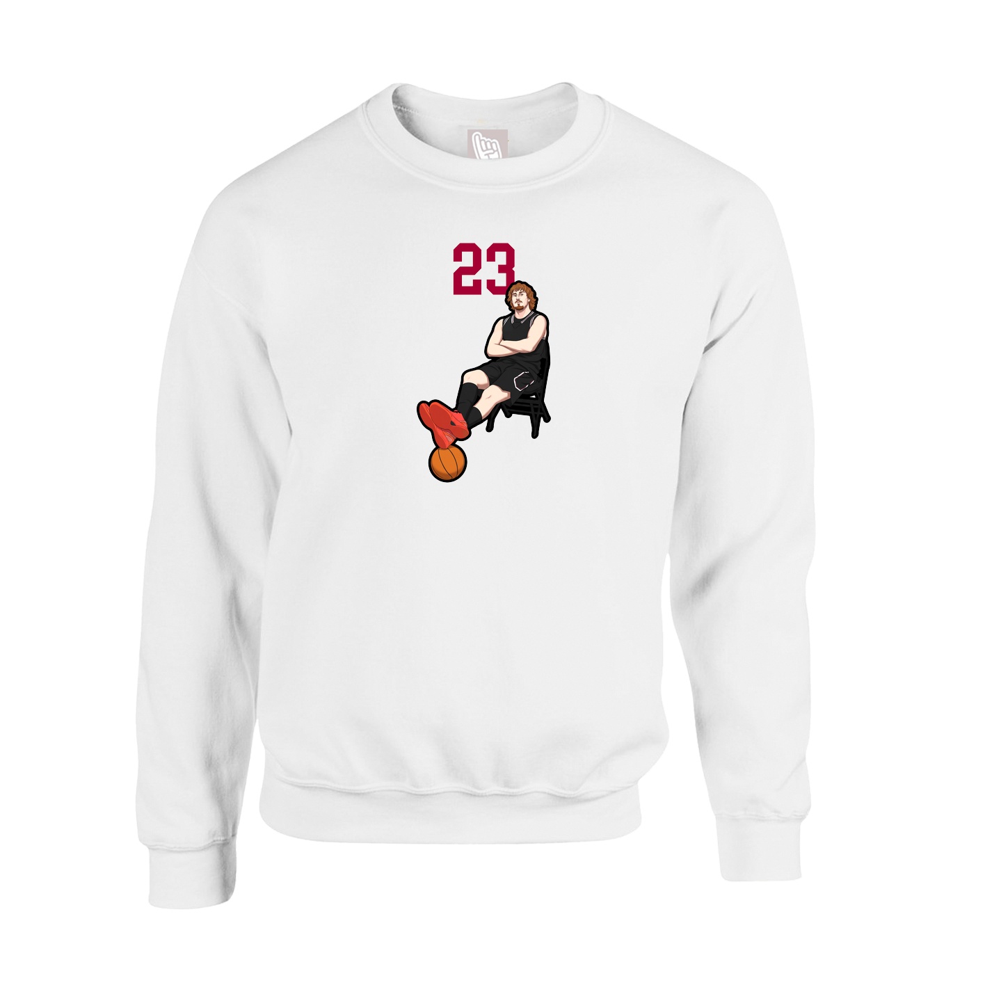 Fleece Crew — Number Top in White