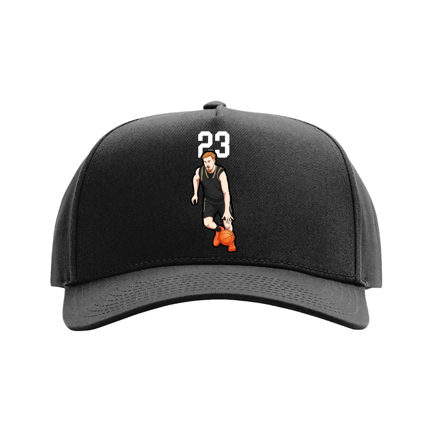 Full Fabric Five-Panel Champ Cap — Number Top in Black