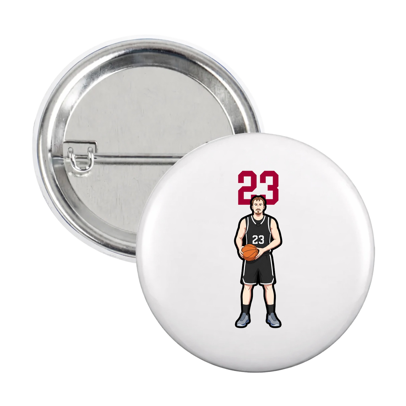 Game Day Button — Number Top in White