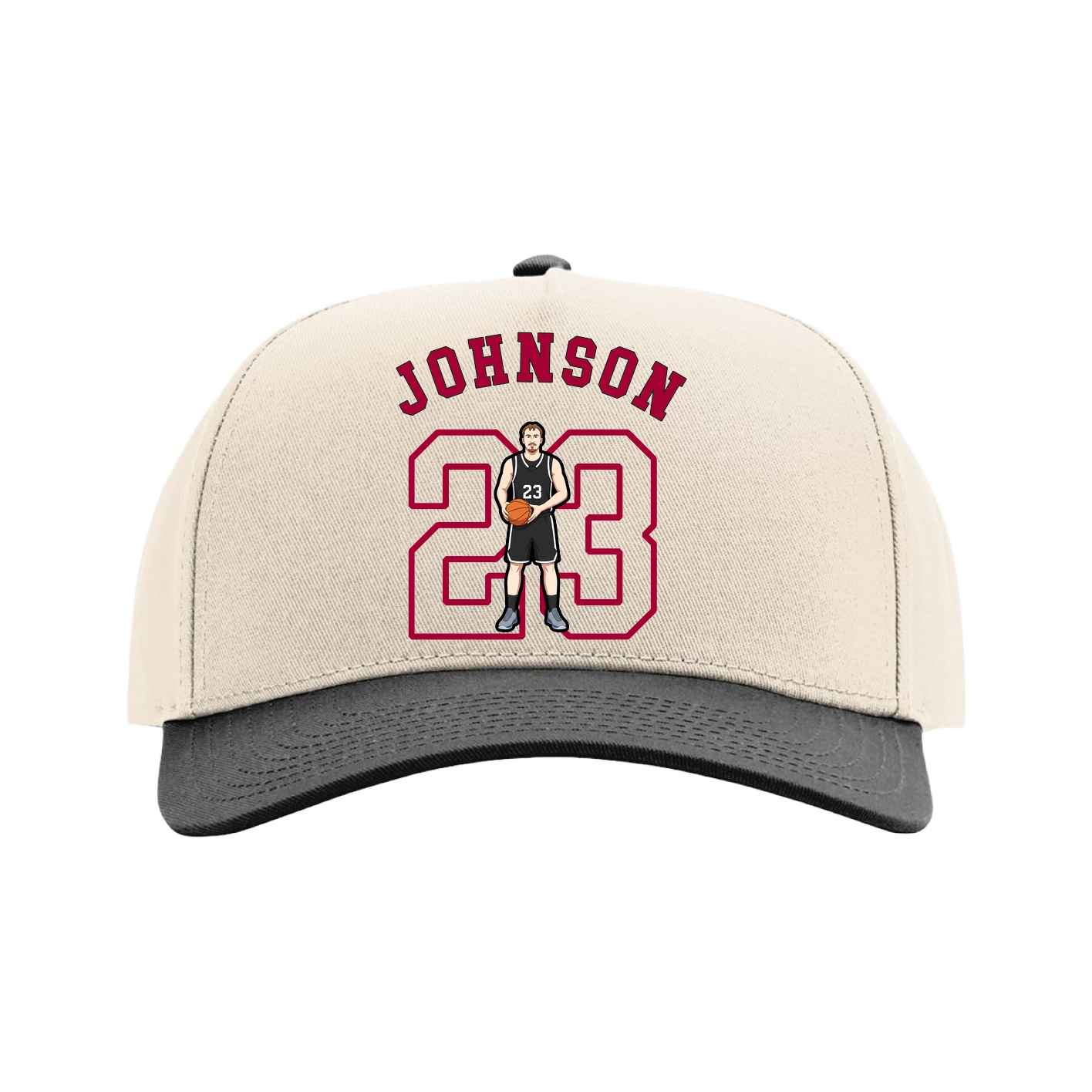 Full Fabric Five-Panel Champ Cap — Shirsey Arch in Cream/Black