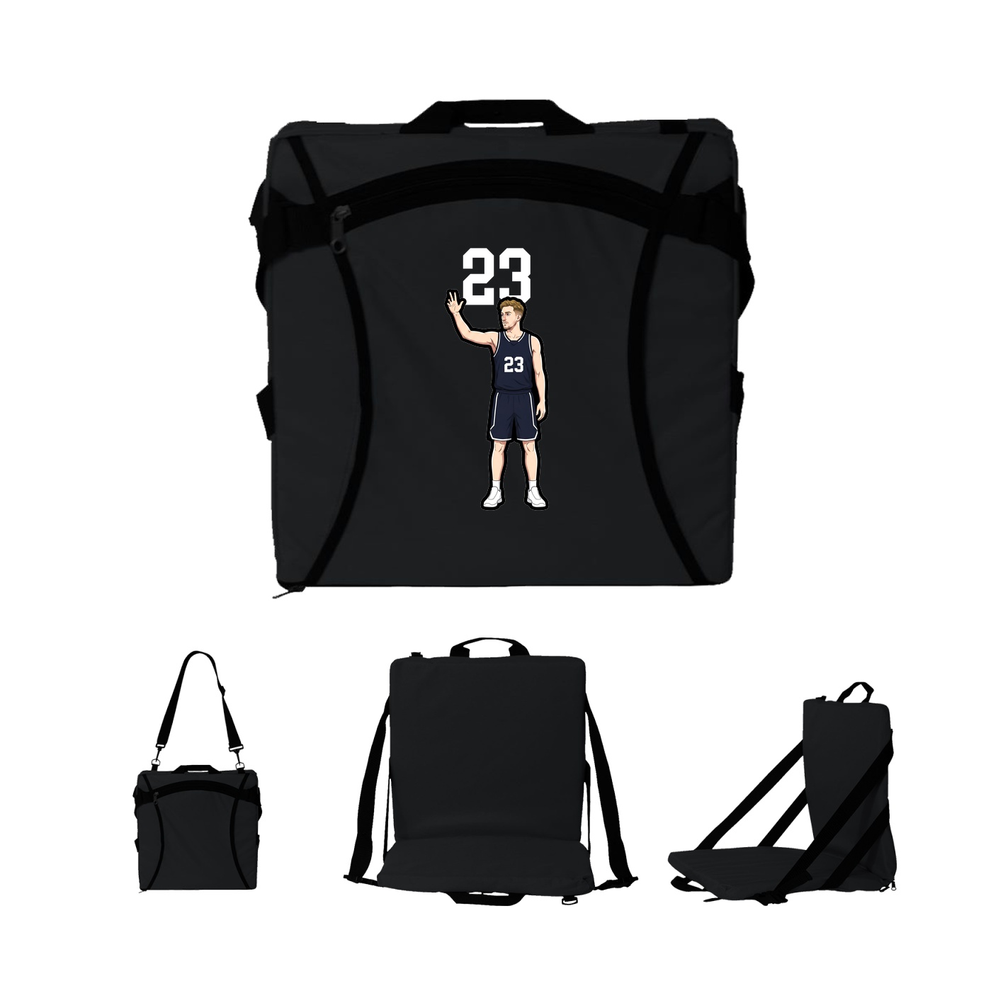 Folding Stadium Seat — Number Top in Black
