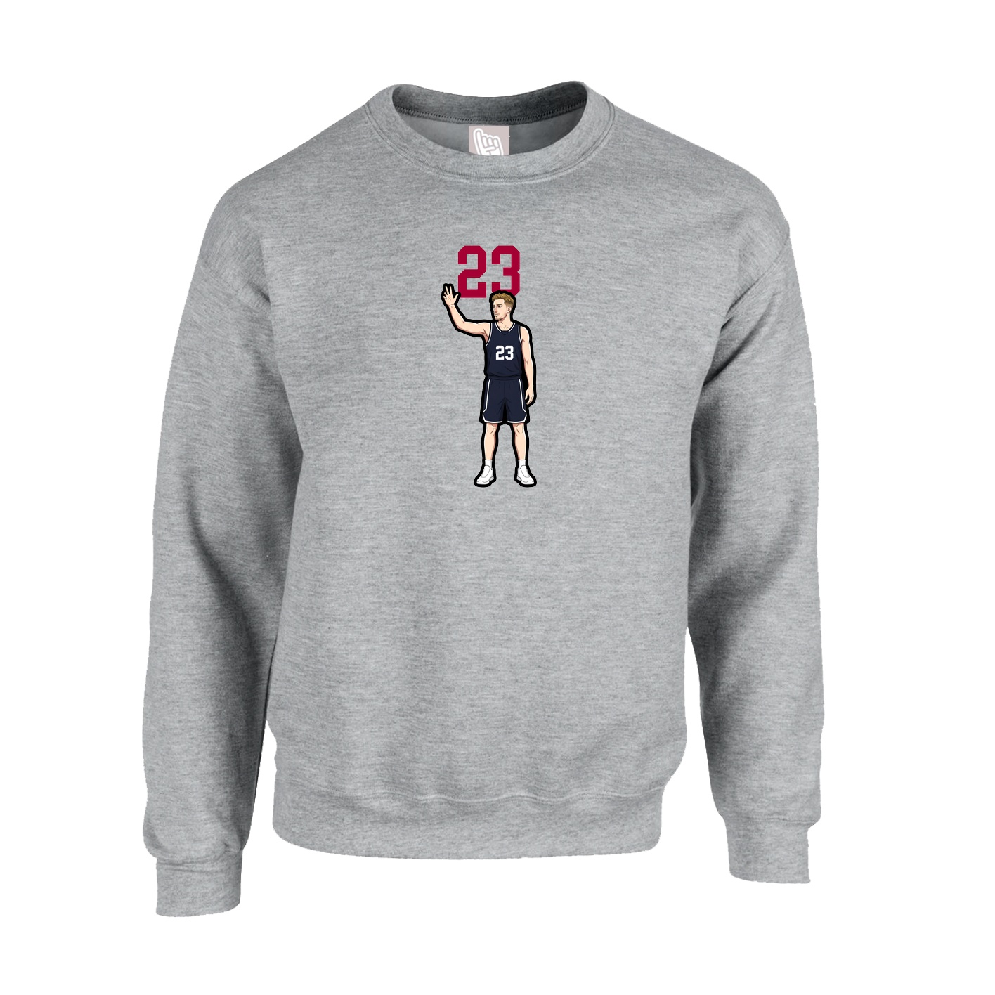 Fleece Crew — Number Top in Grey
