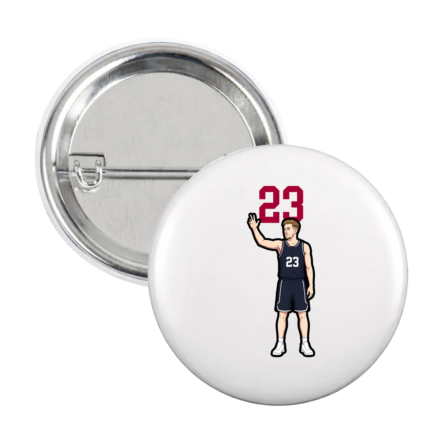 Game Day Button — Number Top in White