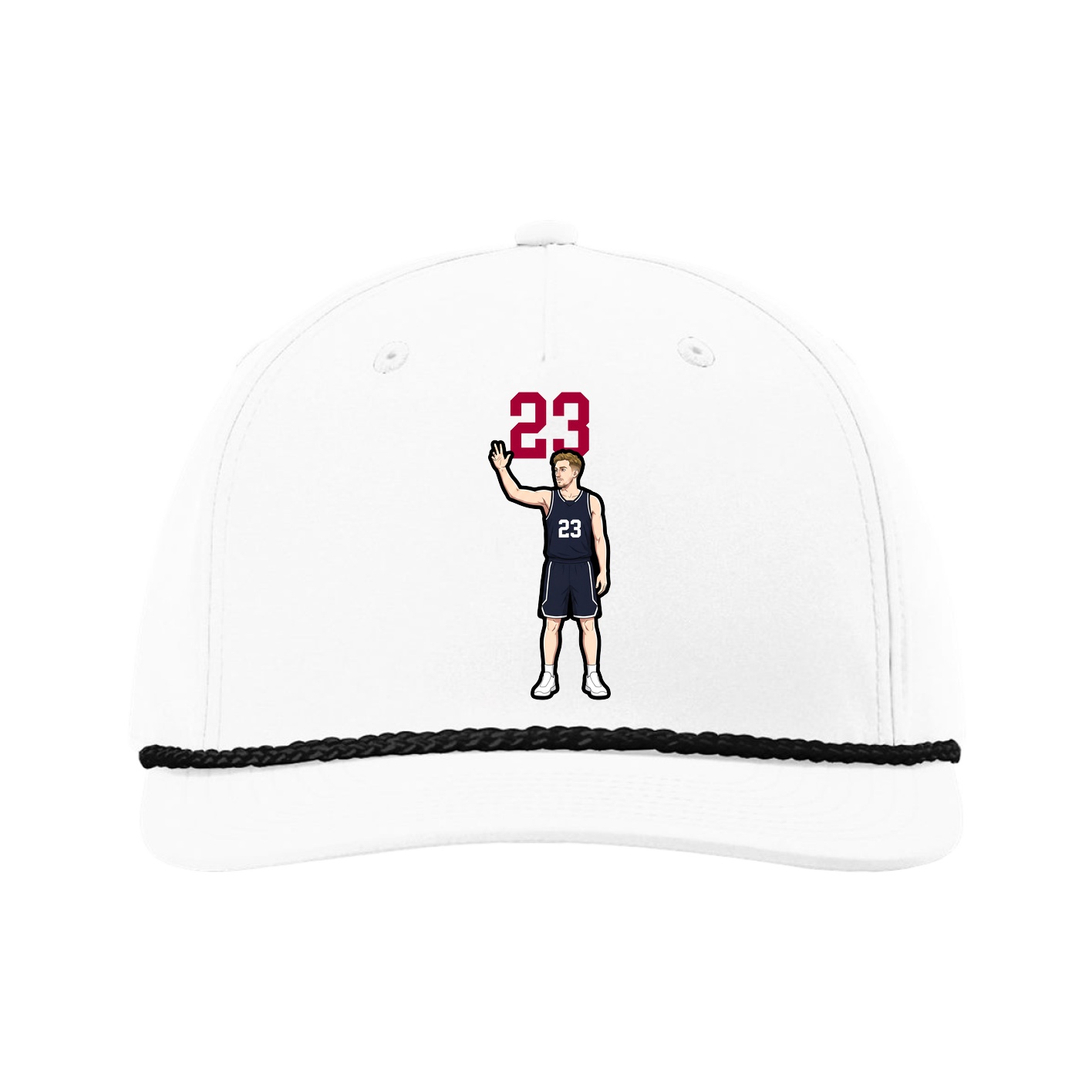 Five-Panel Classic Rope Cap — Number Top in White