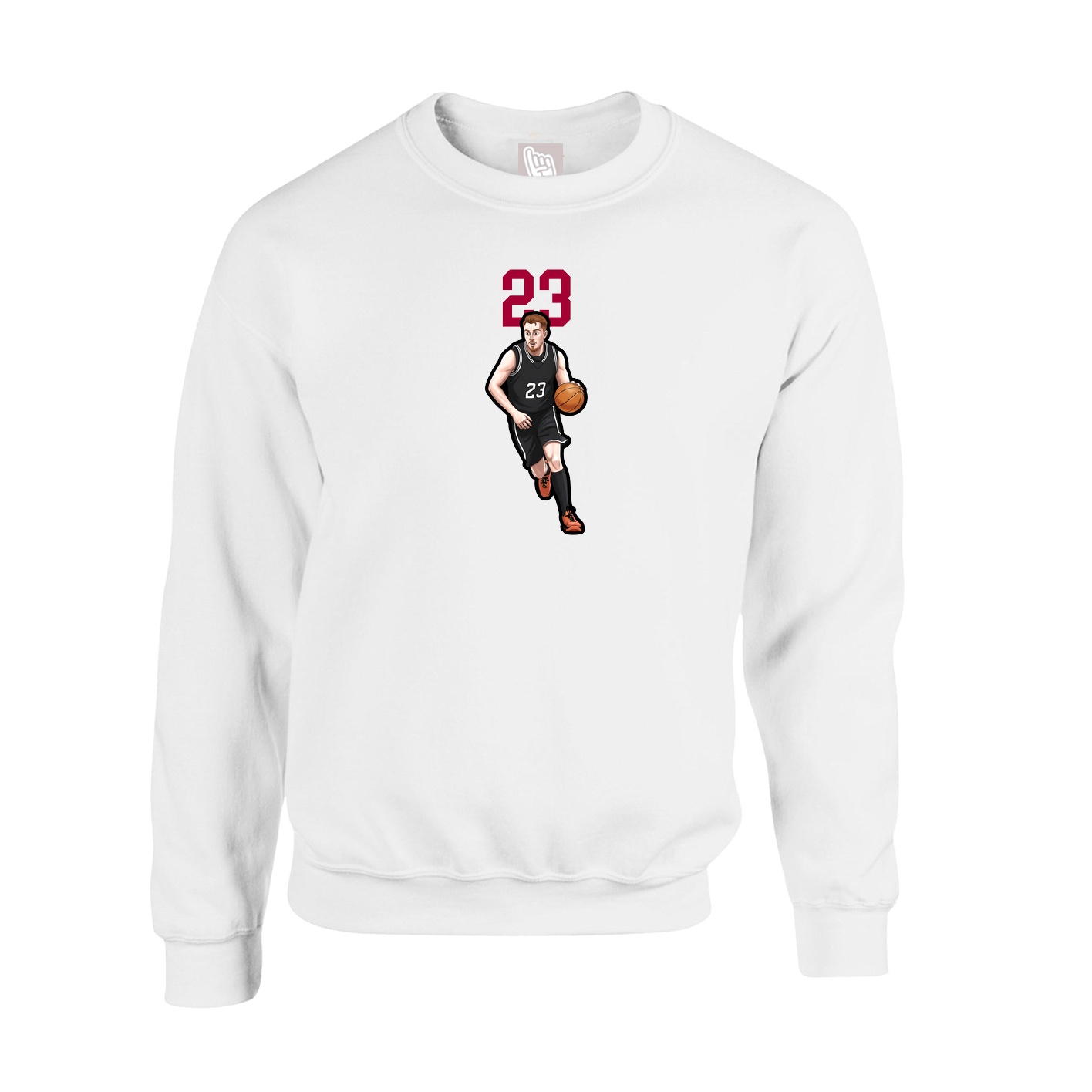 Fleece Crew — Number Top in White