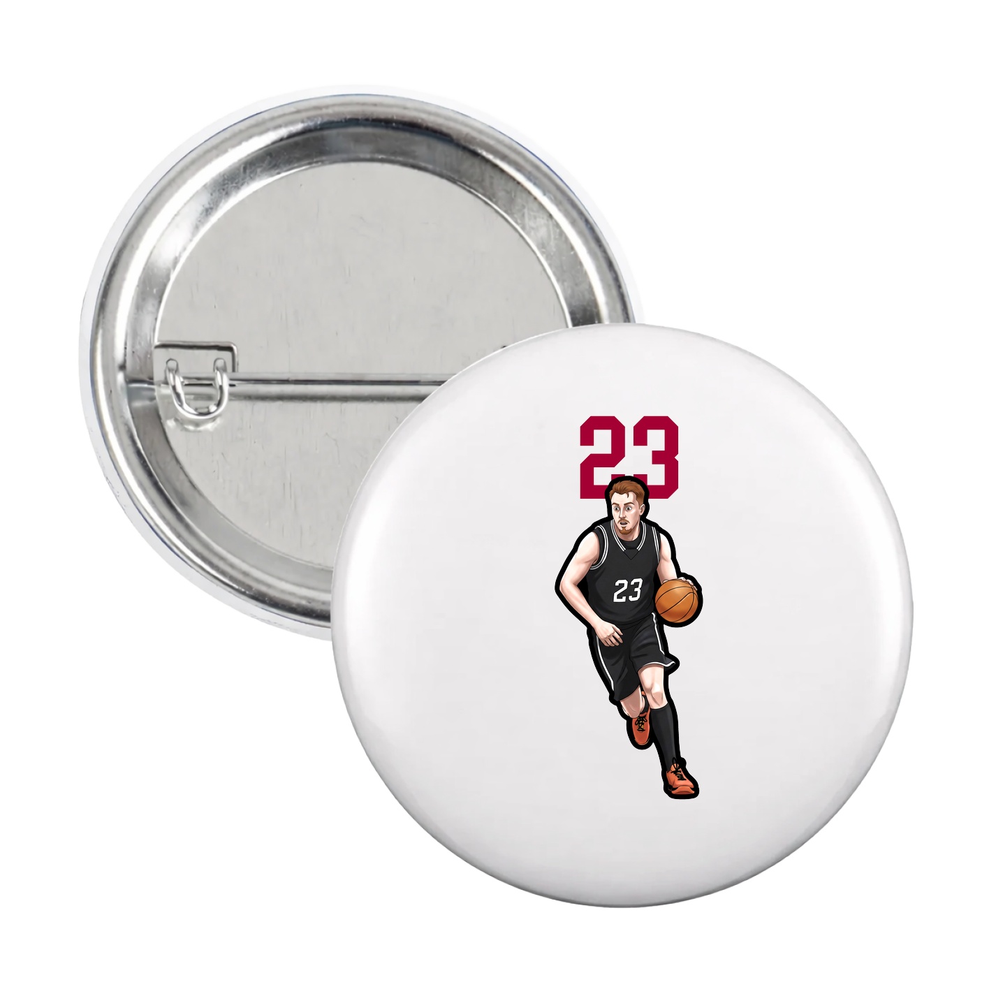 Game Day Button — Number Top in White
