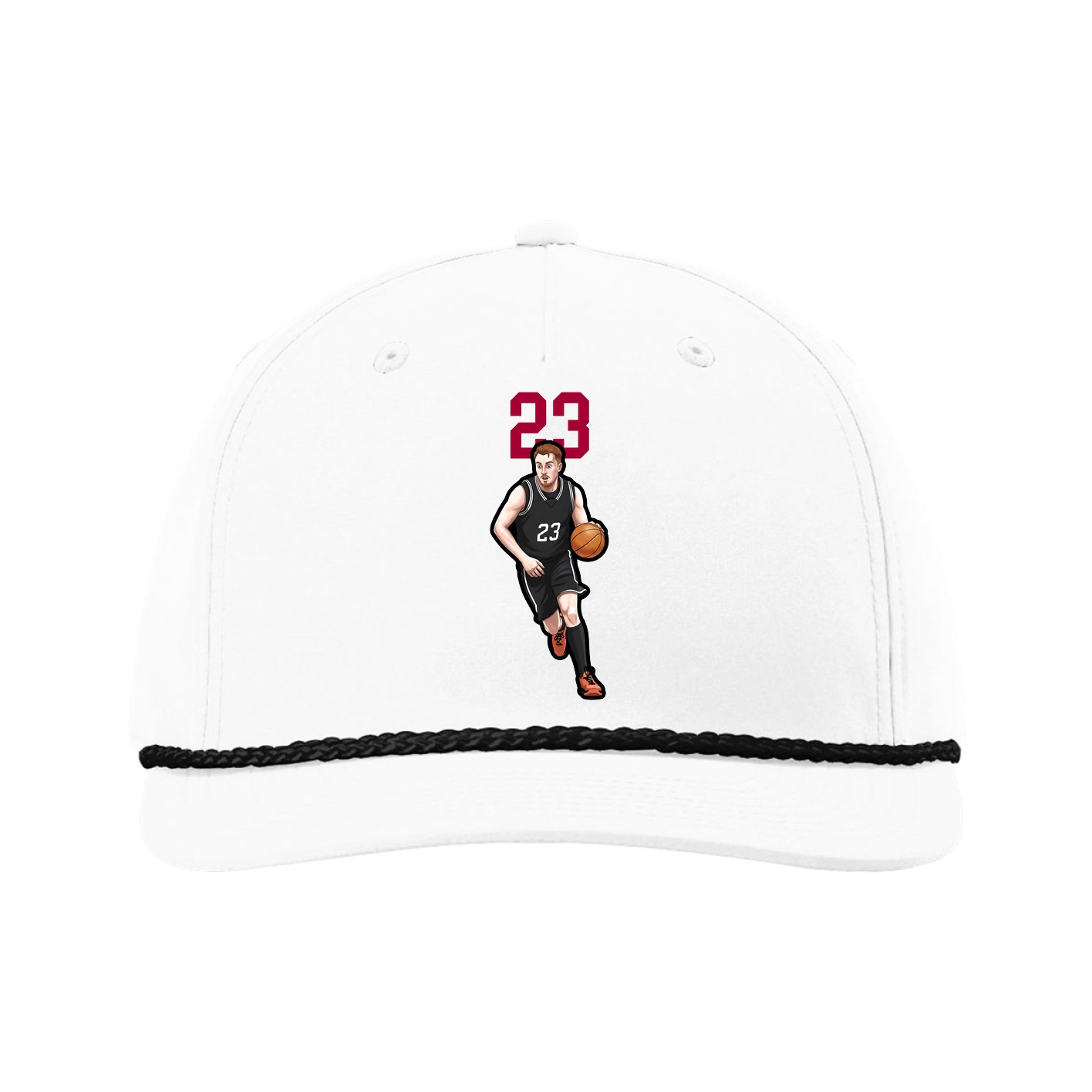 Five-Panel Classic Rope Cap — Number Top in White