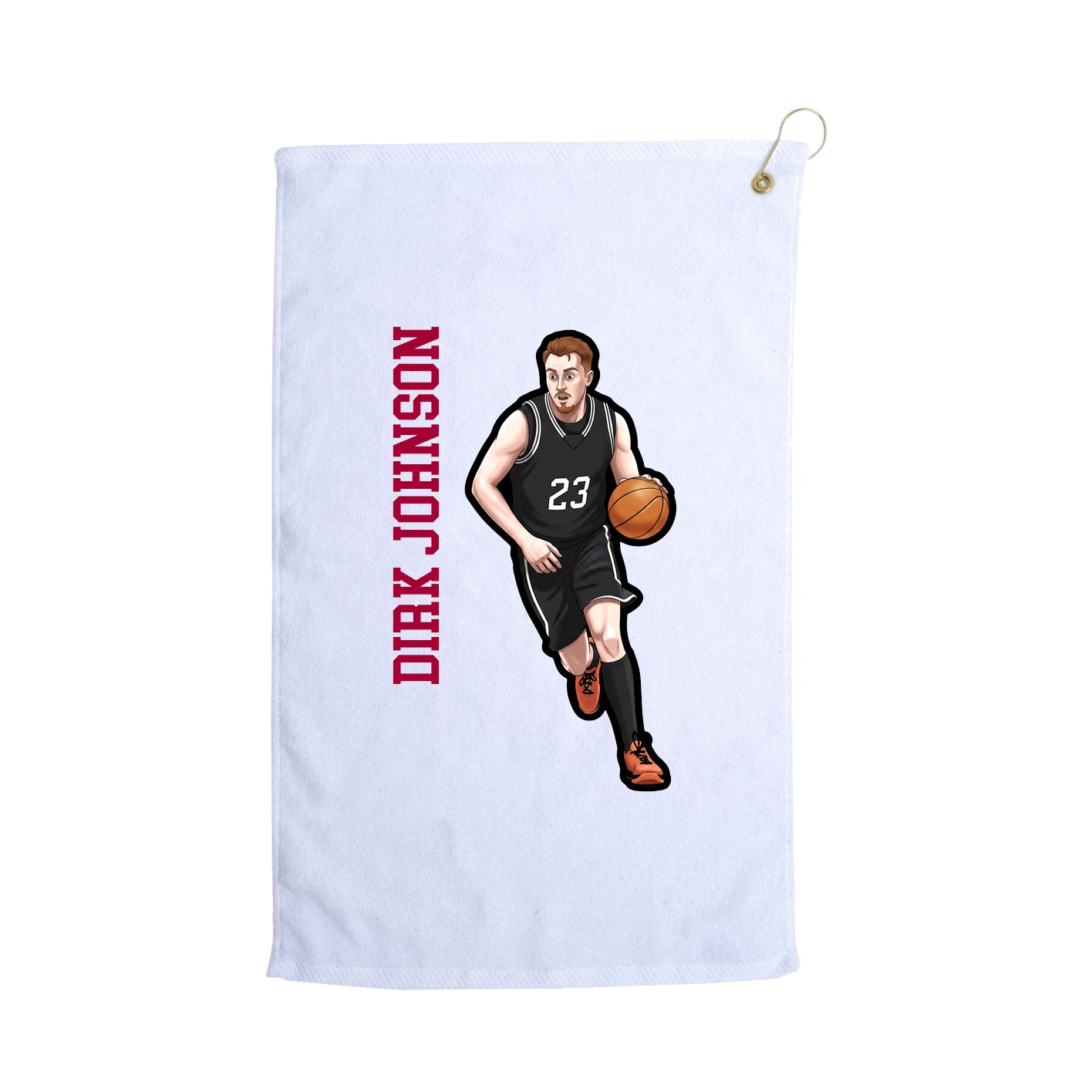 Golf Towel — Name Vertical in White