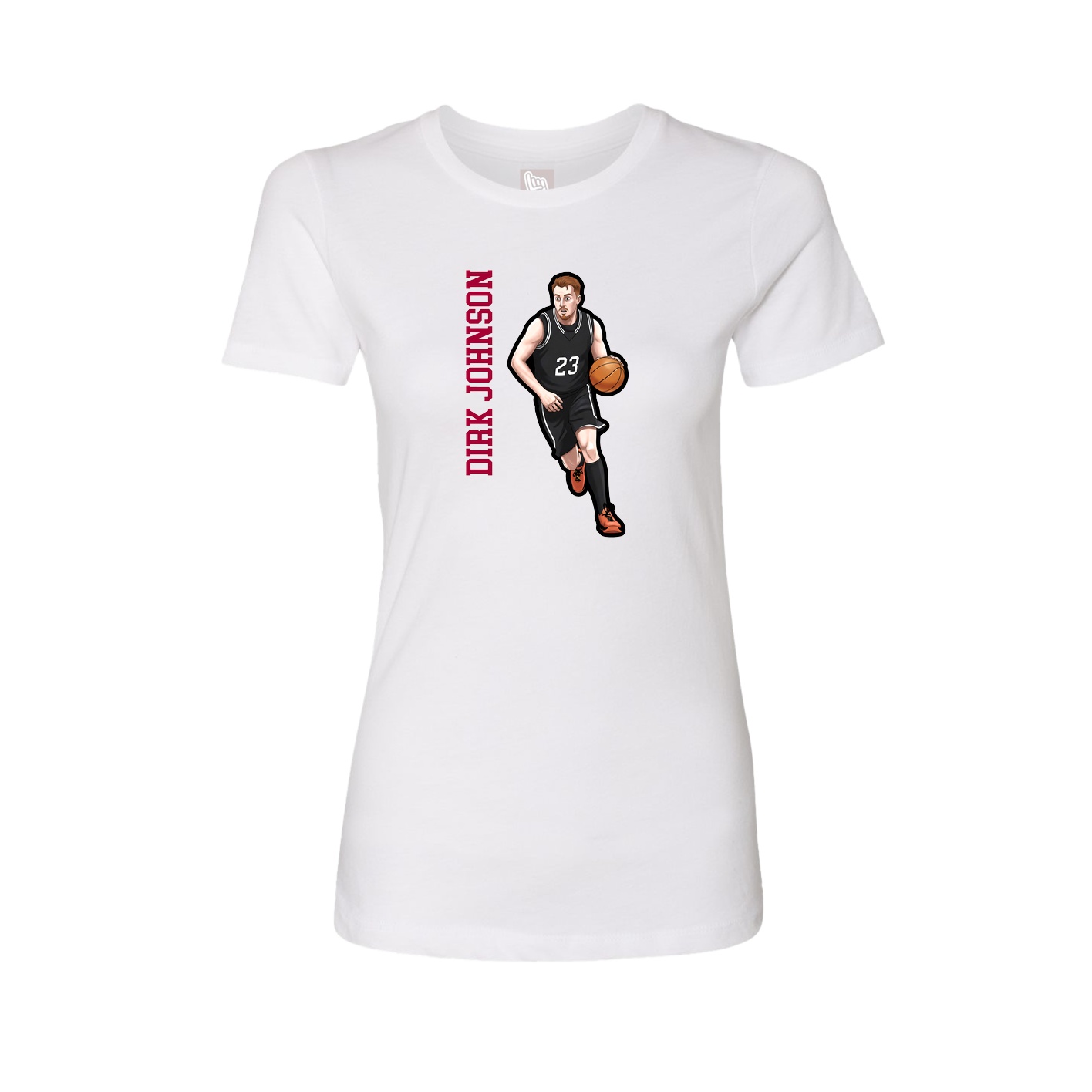 Fitted Women's Tee — Name Vertical in White