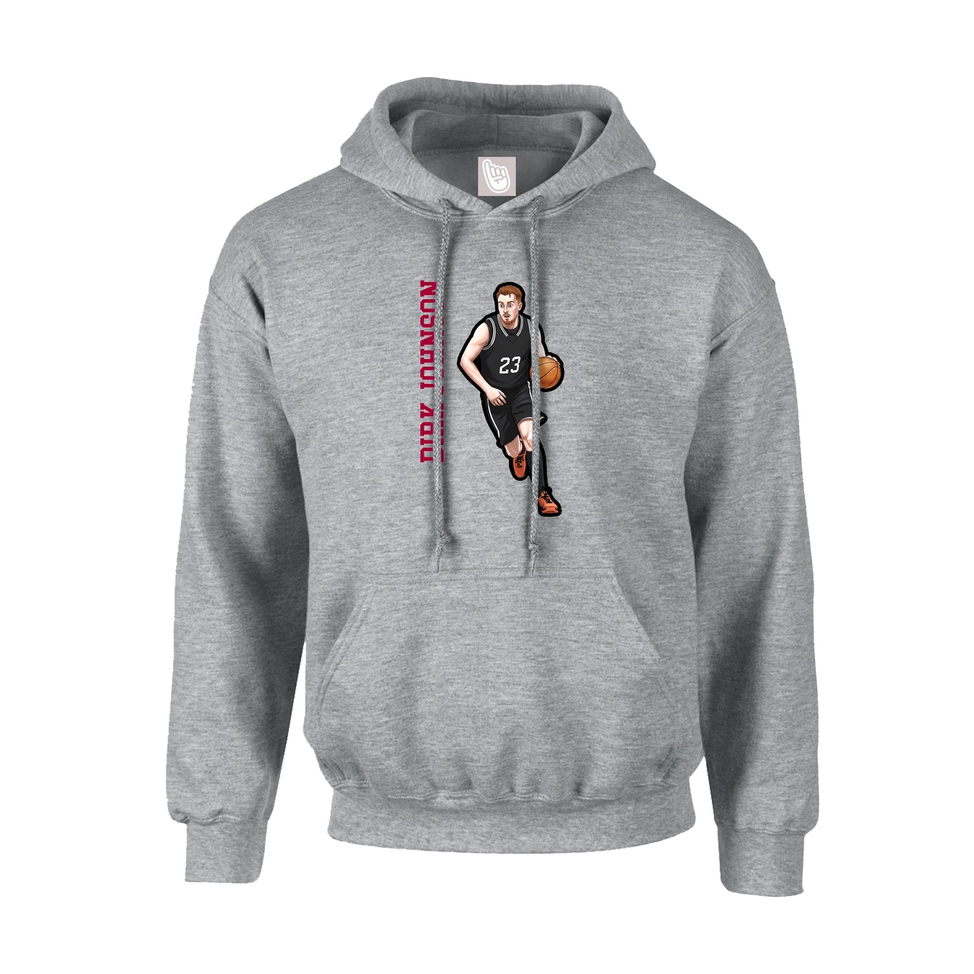 Hoodie — Name Vertical in Grey