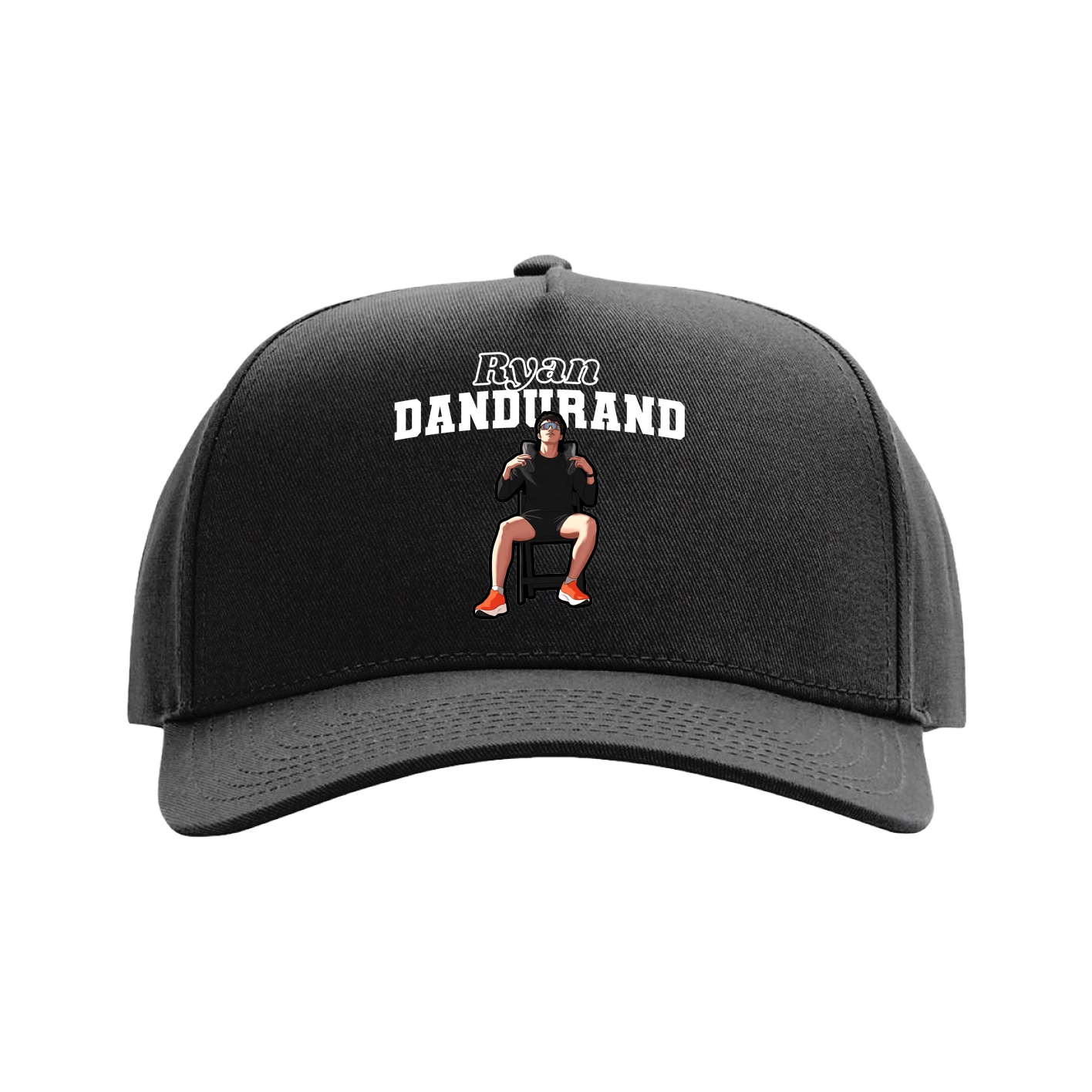Full Fabric Five-Panel Champ Cap — Name Arch in Black